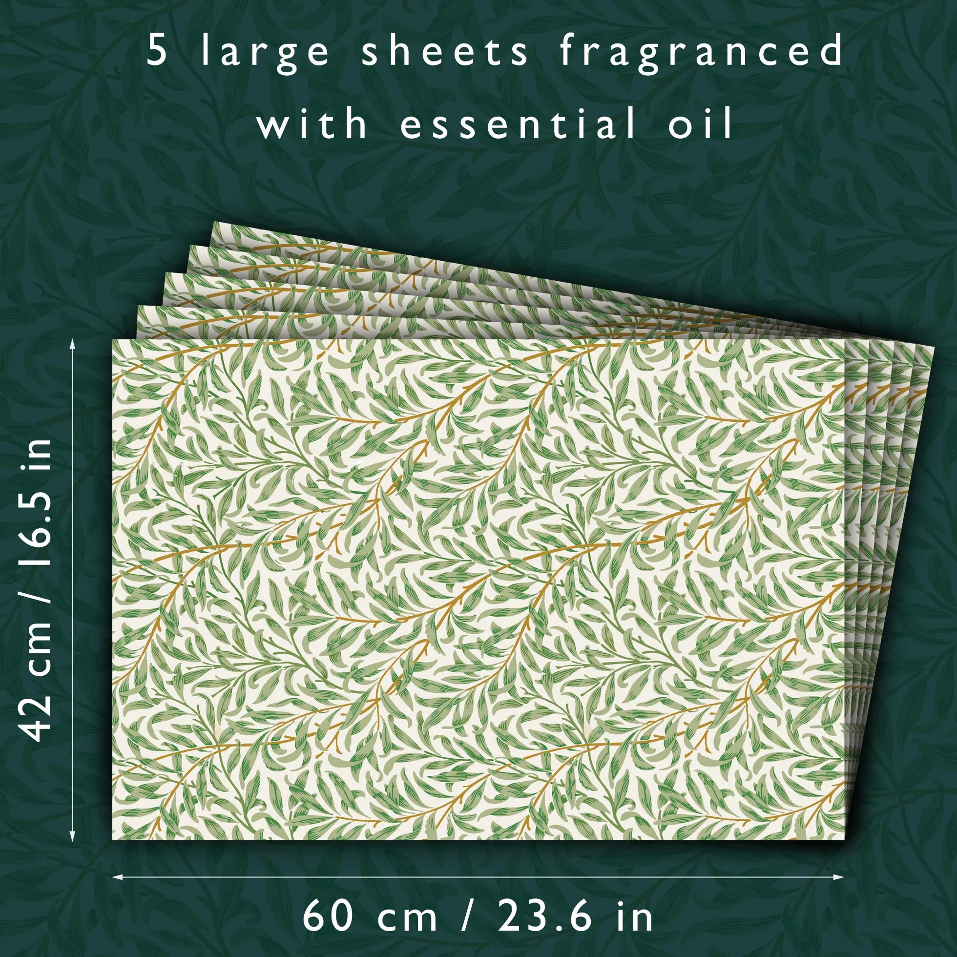 The Master Herbalist Tapis de tiroir parfumés néroli bergamote Motif William Morris Lot de 5 Feuilles huiles essentielles Fabriqué Royaume-Uni