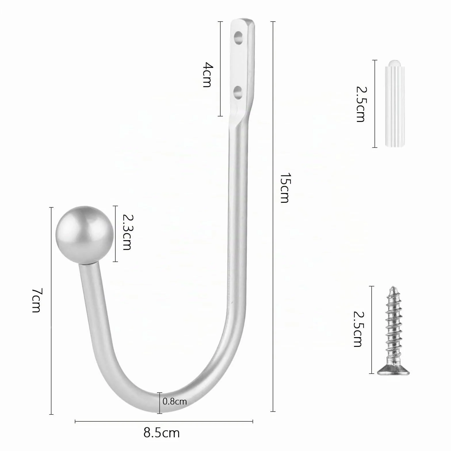 Embrasses de Rideaux 2 pièces Argent Supports Muraux pour Rideaux Crochets Fenêtre Rétro