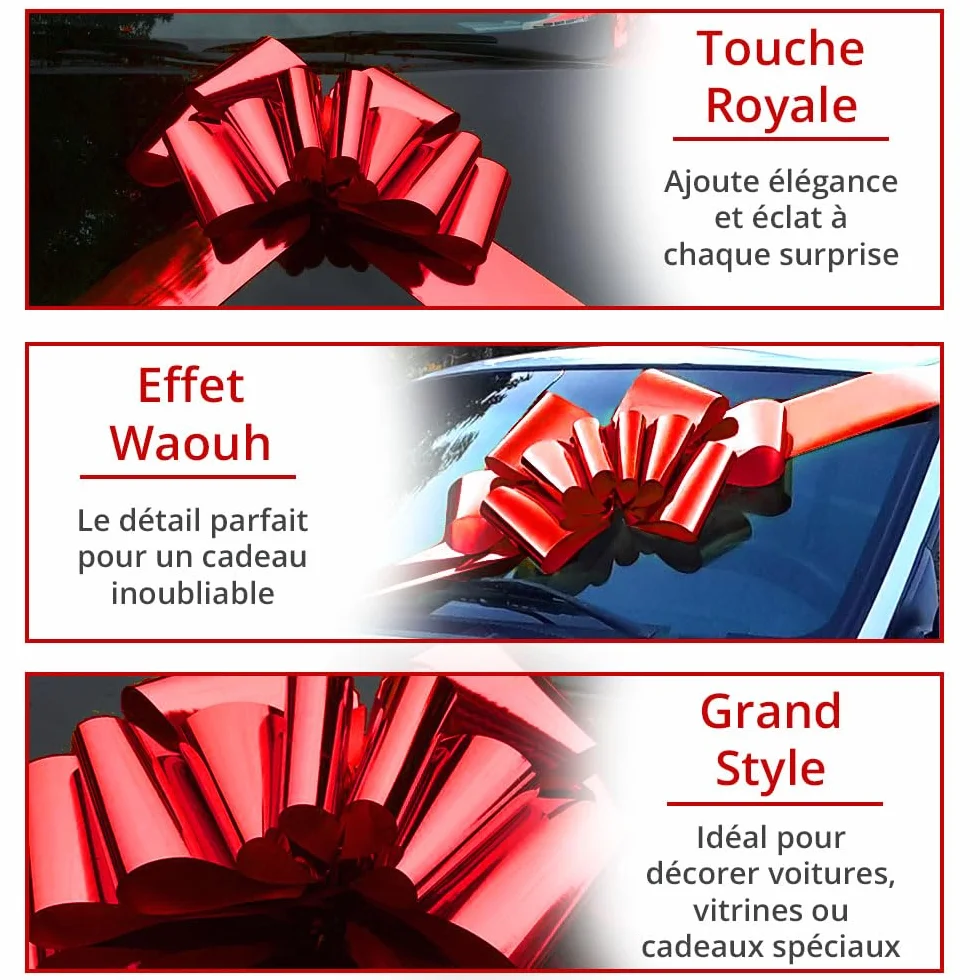 Jonami Noeud Cadeau Grand pour Voiture, Noeud Géant Rouge ø 58 cm pour 18 Anniversaire ou Voiture XL