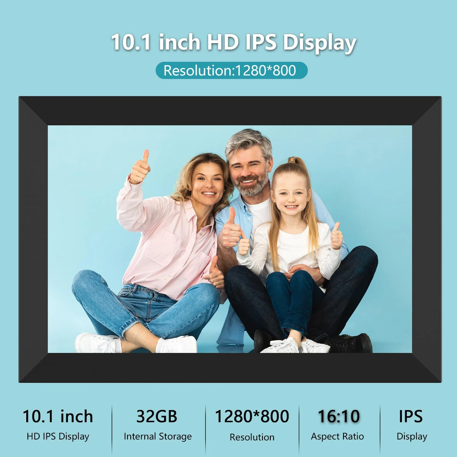 FRAMEO cyfrowa ramka na zdjęcia FRAMEO WLAN 32 GB, cyfrowa ramka na zdjęcia 10,1 cala 1280 x 800 IPS ekran dotykowy Smart Cloud ramka na zdjęcia z automatycznym obrotem, natychmiastowe udostępnianie