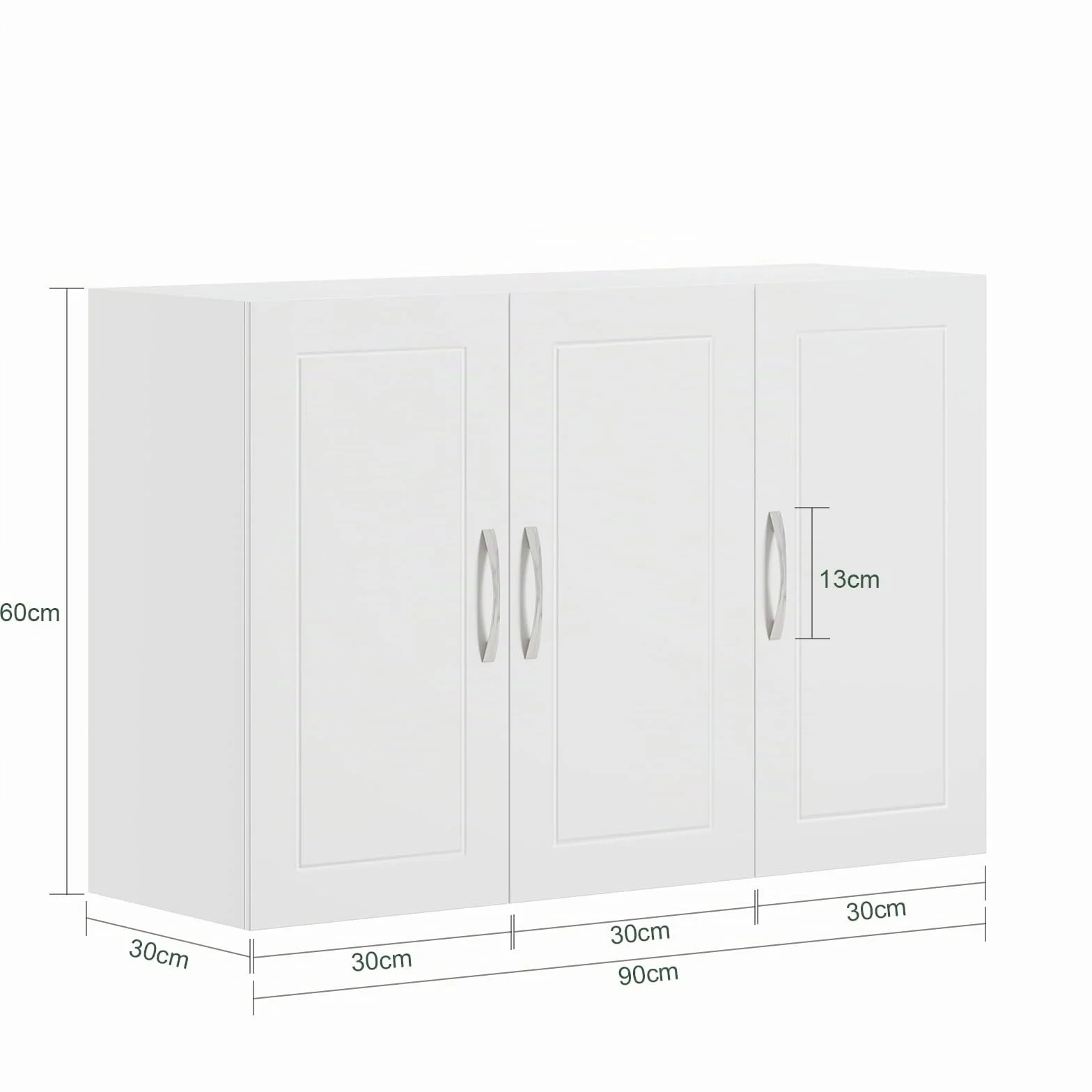 SoBuy Meuble Haut Salle de Bain Blanc Armoire Murale Salle de Bain avec Étagères Réglables Étagère Murale et Meuble WC Suspendu Placard Cuisine Mural et Armoire Pharmacie Murale 90x30x60 cm FRG231-L-W
