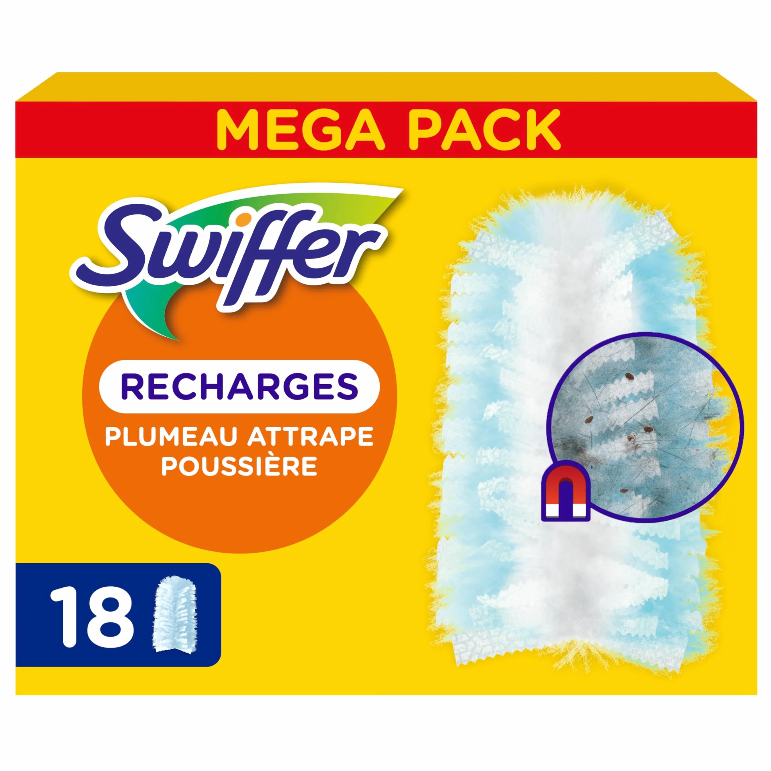 Swiffer Duster Plumeau Recharges 18 Unités Capture Poussière Poils Allergènes