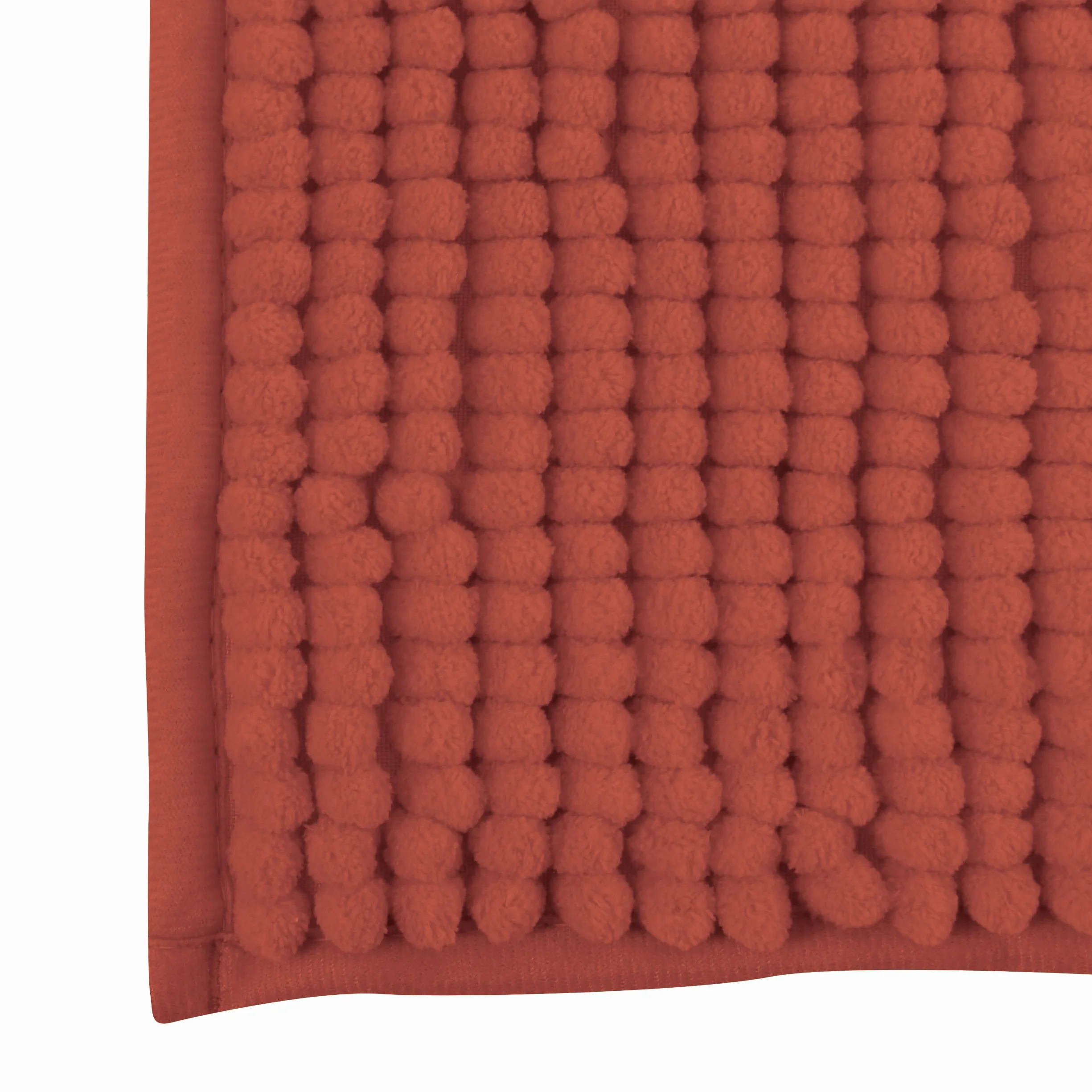 Tapis de Bain Microfibre Chenille Anti-dérapant Lavable Machine 60x60 cm Terracotta