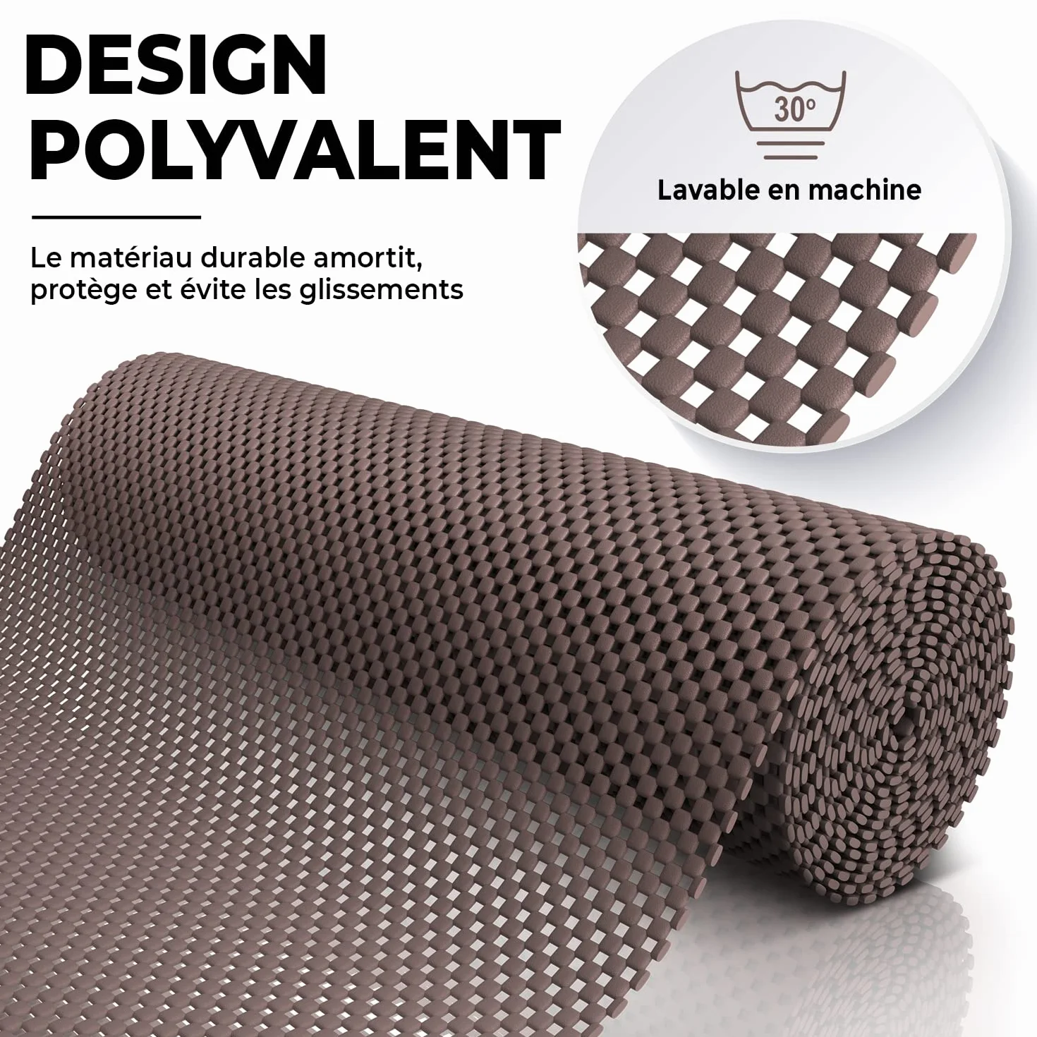 DIY Doctor Rouleaux antidérapants 190x30cm Tapis en Caoutchouc Chocolat