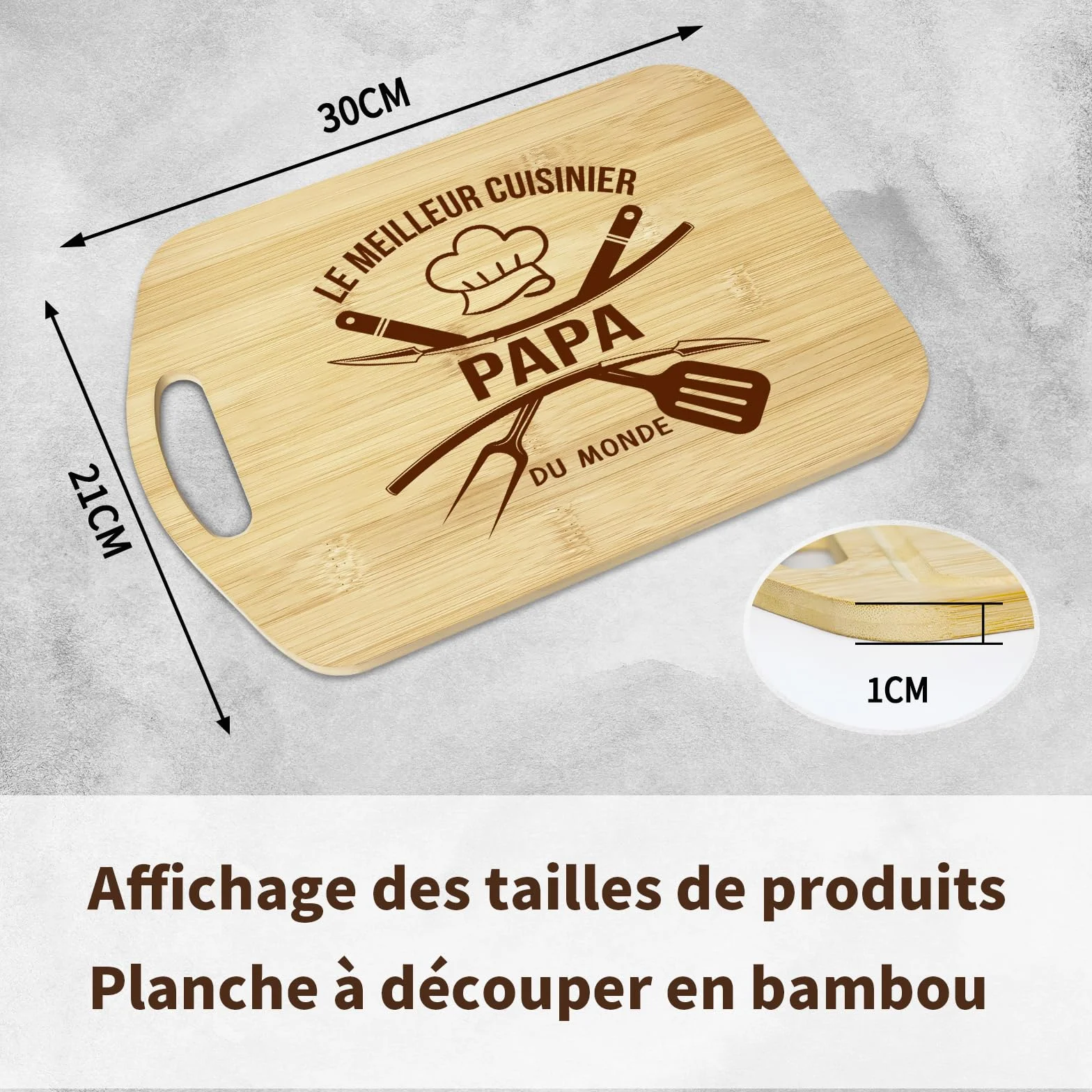 Planche à Découper en Bambou Cadeau Fête des Pères Original