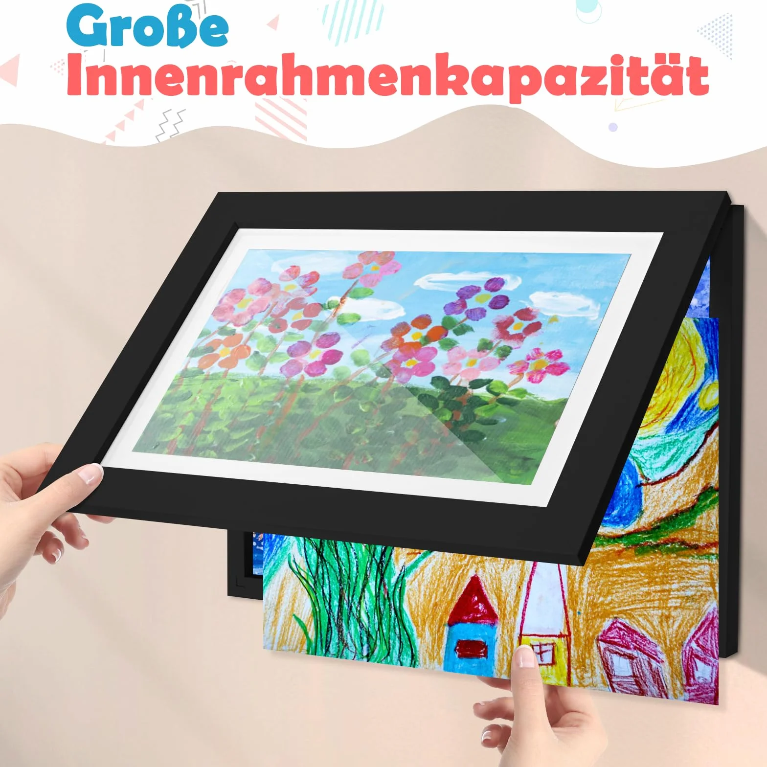 Cadre Dessin Enfant A4 Pliable, Cadre Photo D'art Noir (2PCS)