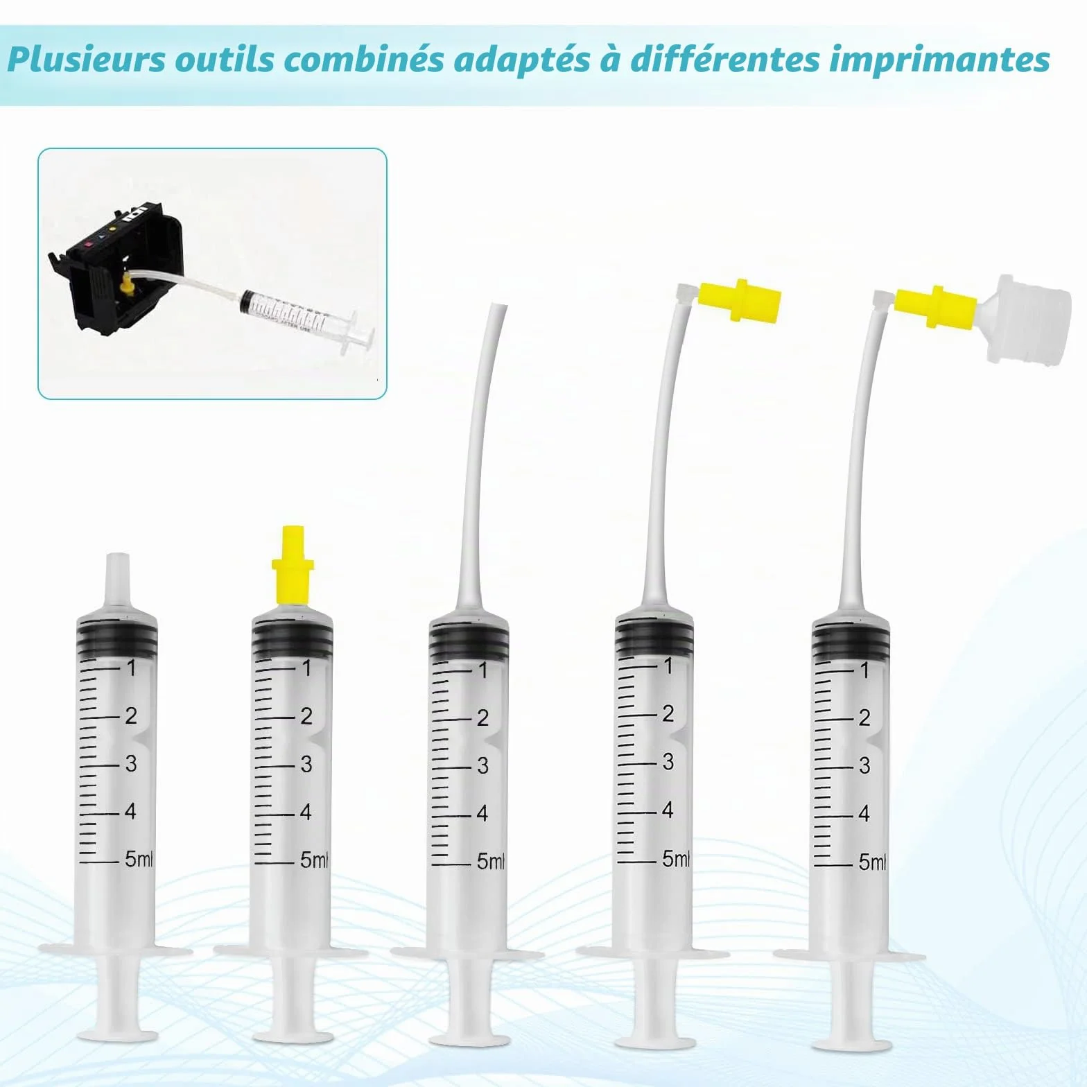 FENTEC Kit de Nettoyage des têtes d'impression 100 ML Compatible Epson HP Canon
