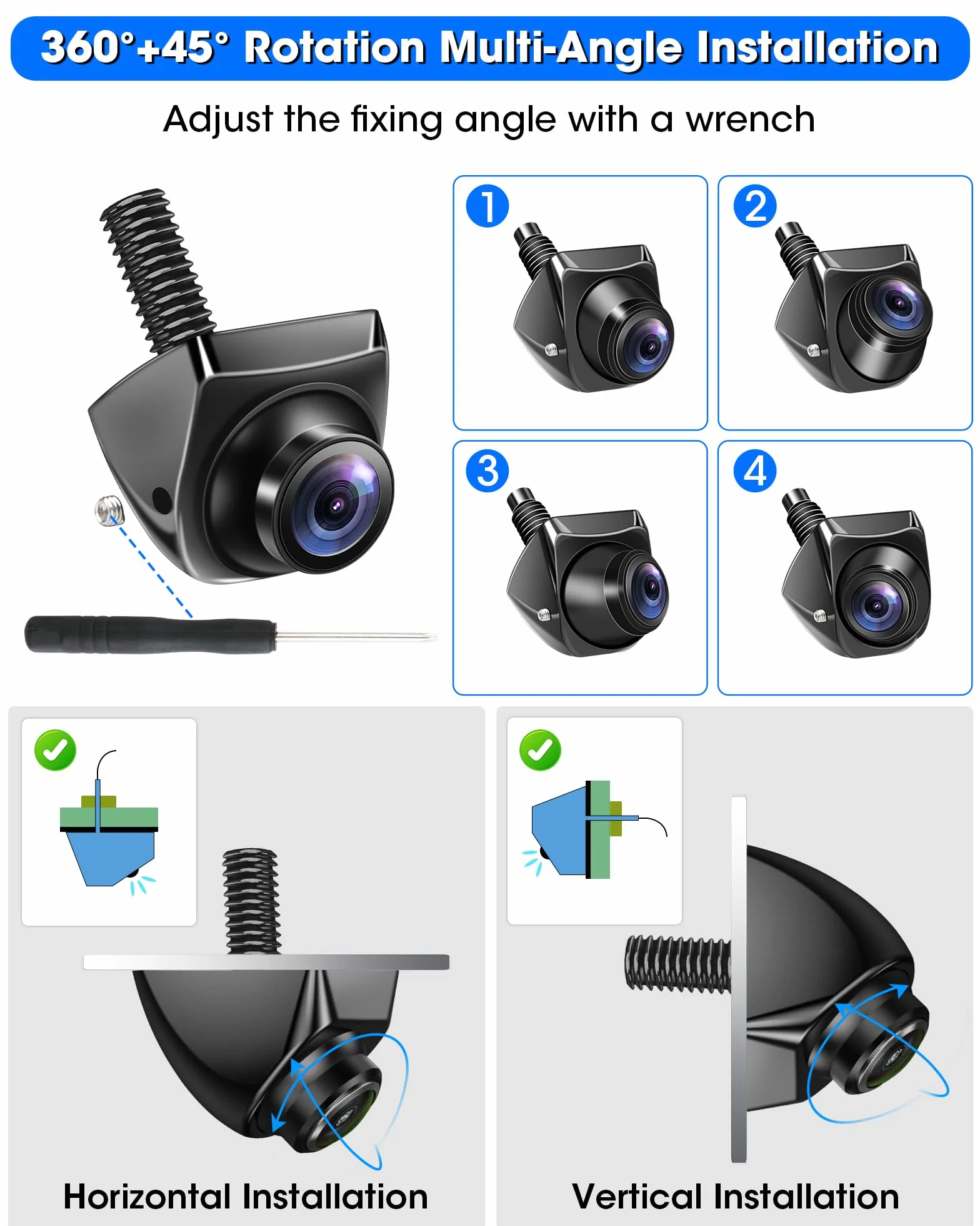 Kamera cofania AHD 1080P/AHD 720P/CVBS/PAL kamera cofania samochodowa obracana o 360° uniwersalna kamera cofania modernizacja noktowizor IP69 wodoodporna 170° szeroki kąt do SUV-a 12 V-24 V