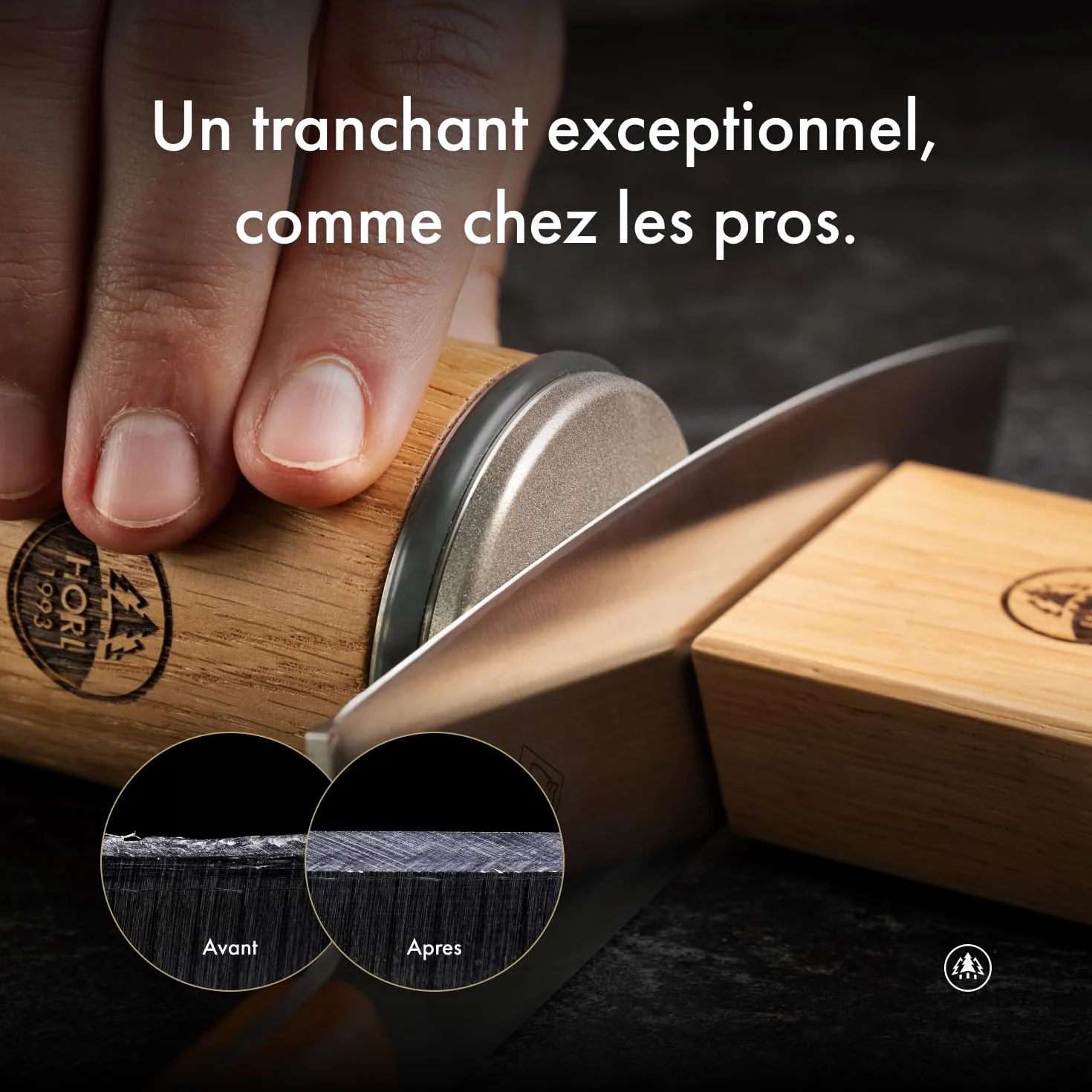 HORL 2 Aiguiseur Roulant chêne pour couteaux de cuisine – Fabriqué en Allemagne