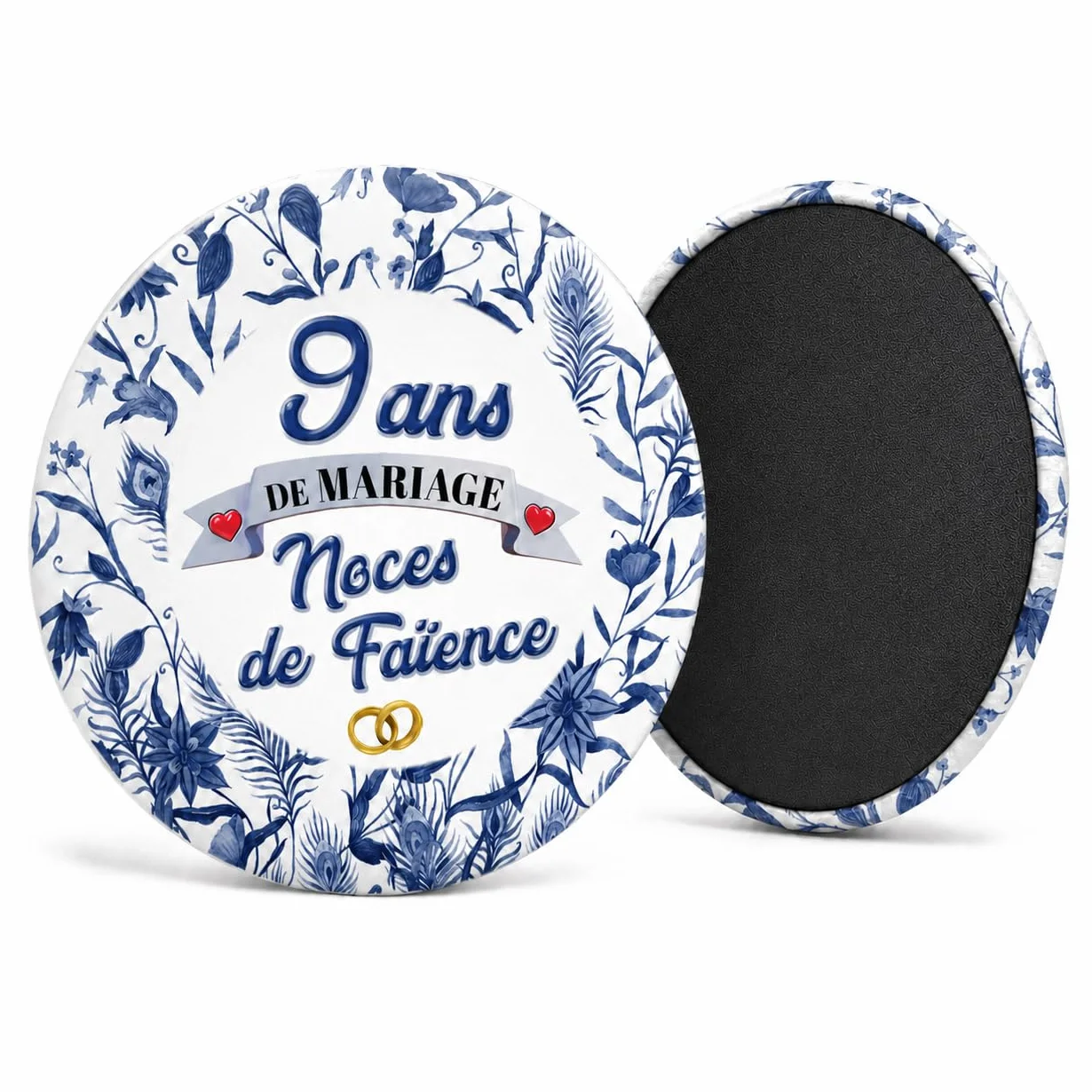 Magnet Aimant 3.8cm Anniversaire 9 Ans Mariage Noces Faïence Diamètre 3.8cm
