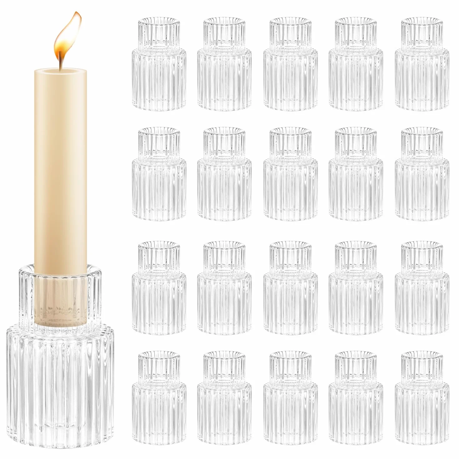 QWORK® 20 Pièces bougeoirs en Verre, Porte-Bougies 6 cm, pour Mariages, fêtes, décoration intérieure