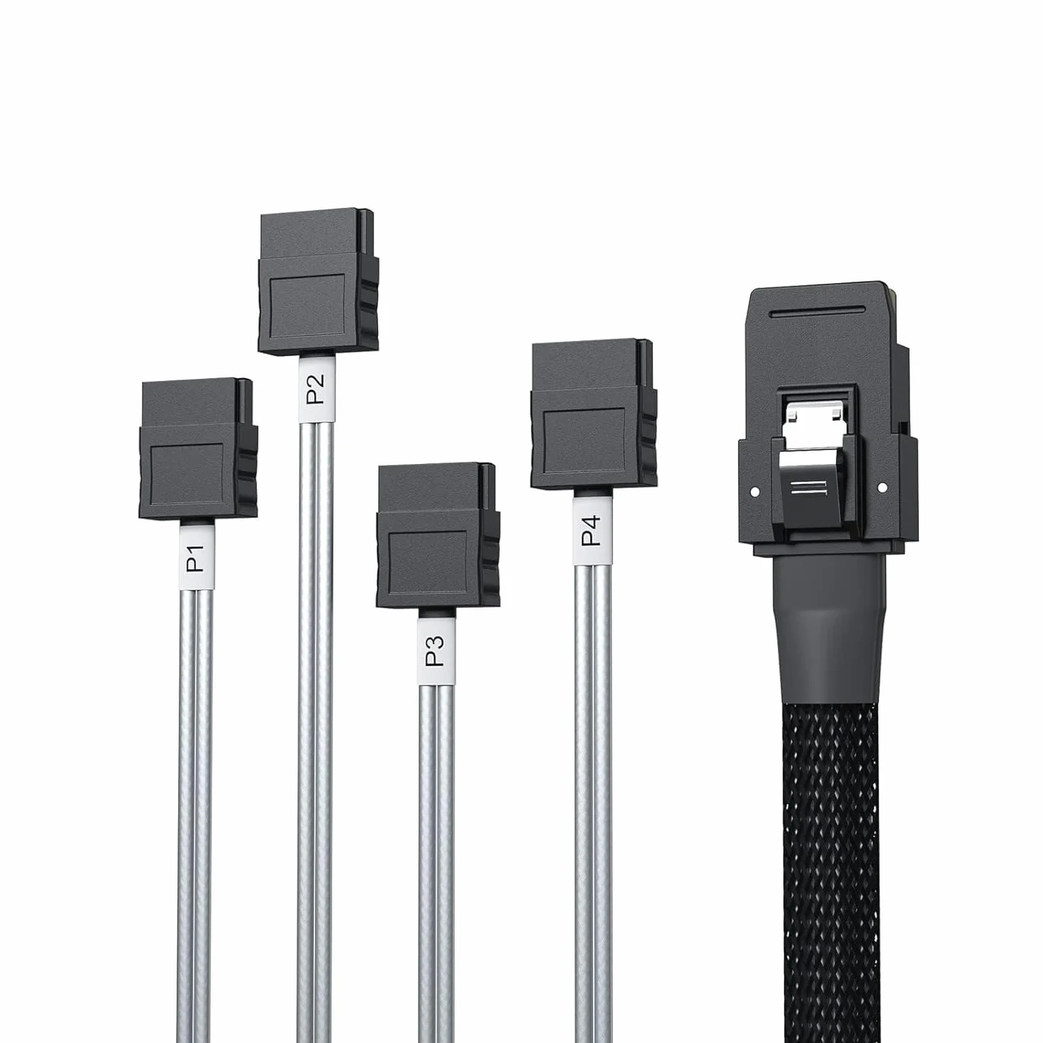 10Gtek MiniSAS SFF-8087 kabel wentylatorowy do 4 x SATA, kompatybilny z dyskiem twardym kontrolera RAID, 0,5 m