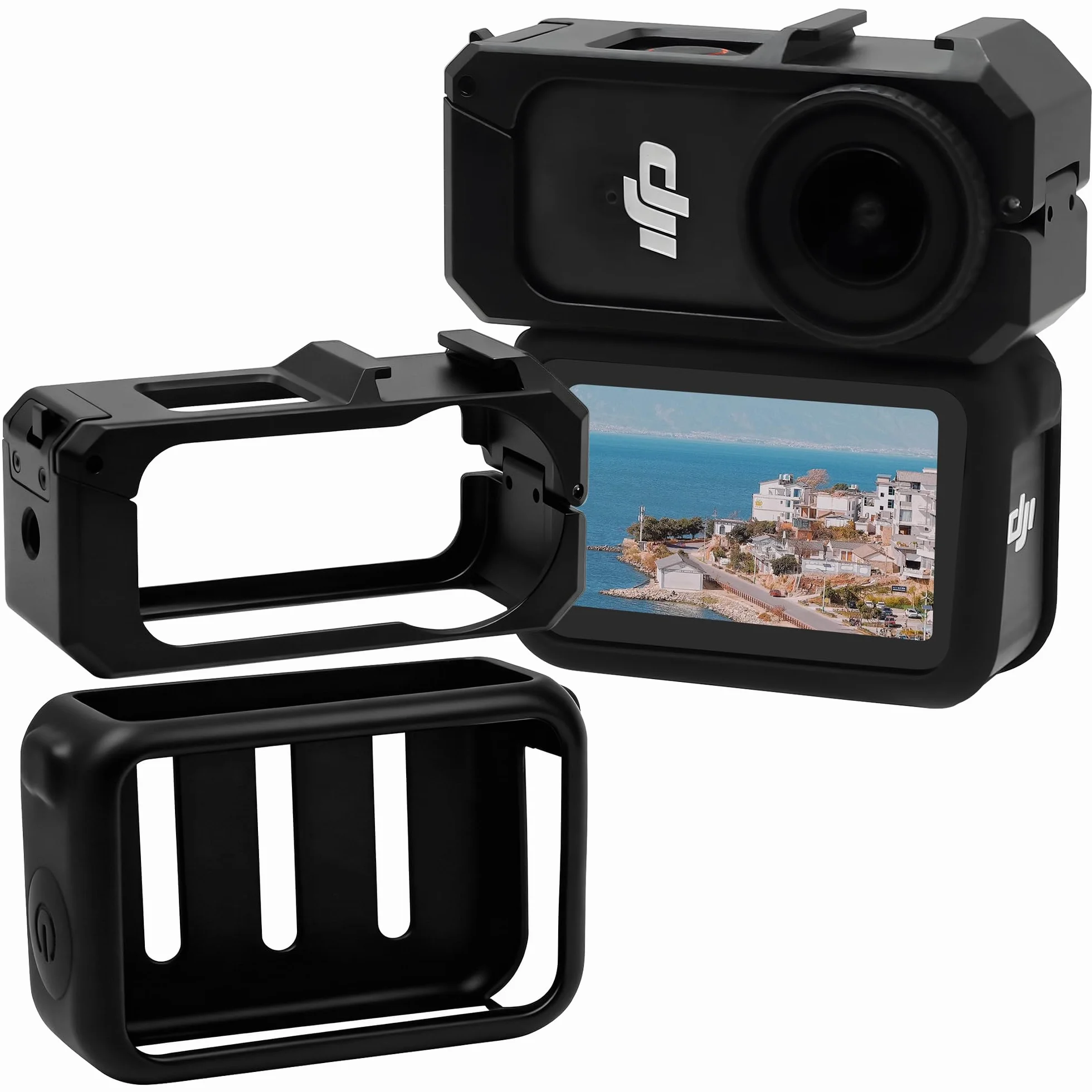 Osmo Nano Klatka Metalowa - Akcesorium 2 w 1 Silikonową Osłoną Ochronną Metalowa Tama Klatka Rozszerzająca Kamerę Akcesoria Ochronne do DJI Osmo Nano Kamery