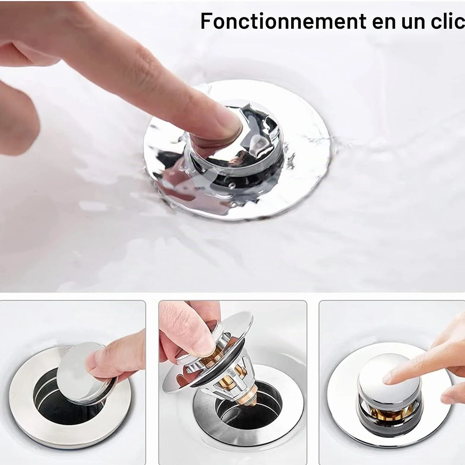 Bouchon Lavabo Universel Bonde Acier Inoxydable Popup 32 38 mm