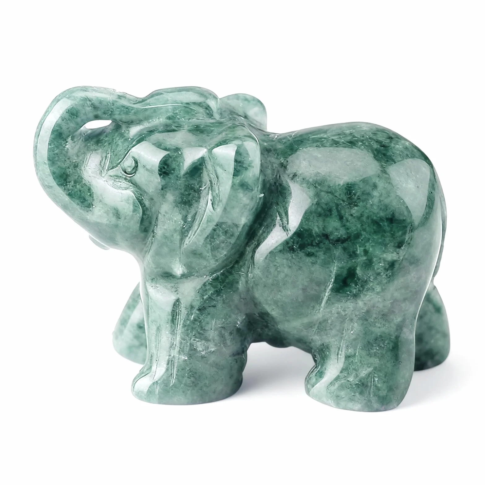 Naapesi Quartz Éléphant en Cristal Figurine 1.5 inch Sculpté Art de Collection Vert