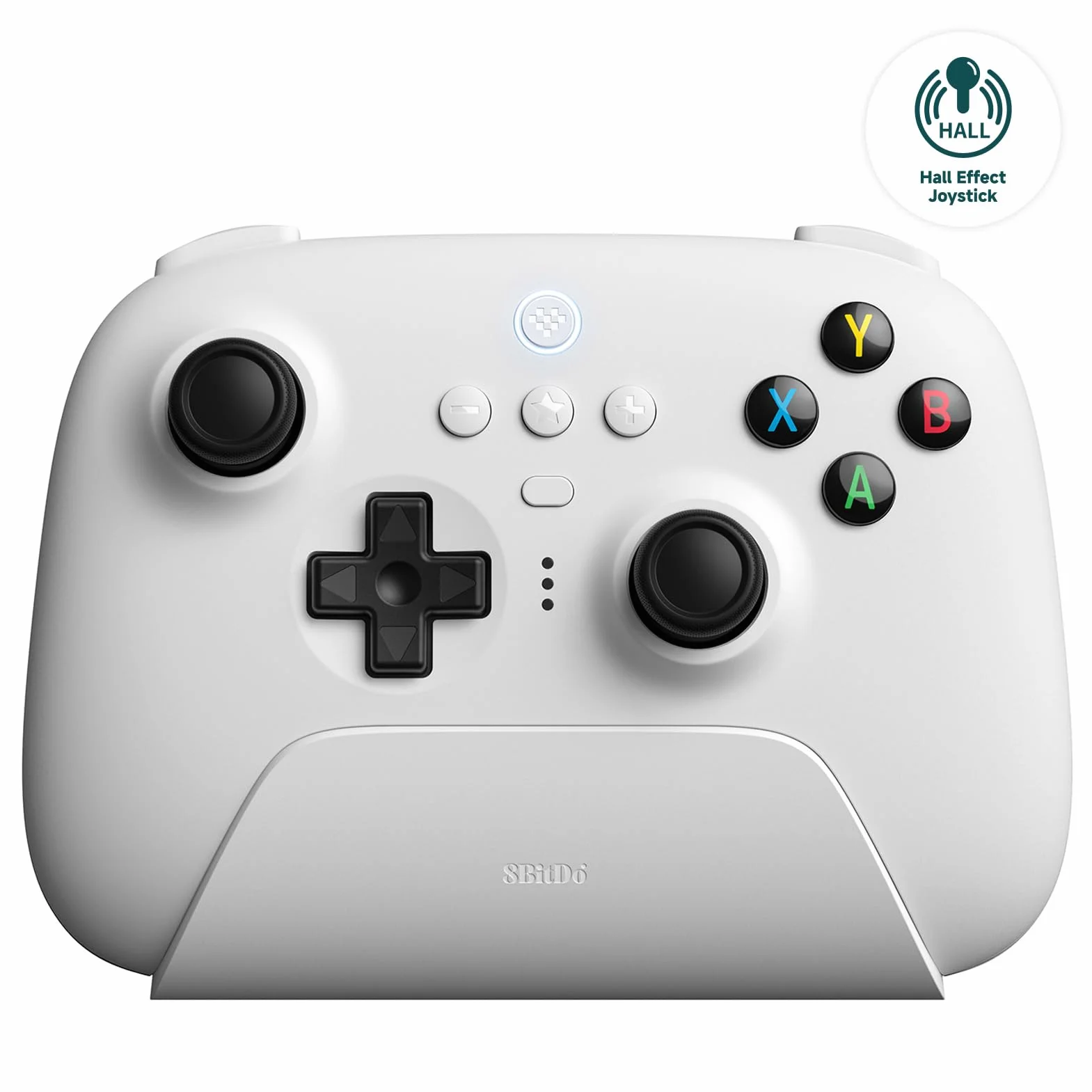 8Bitdo Ultimate 2.4G Wireless Controller with Hall Effect Joystick for PC, Android, Steam Deck, Apple (White)