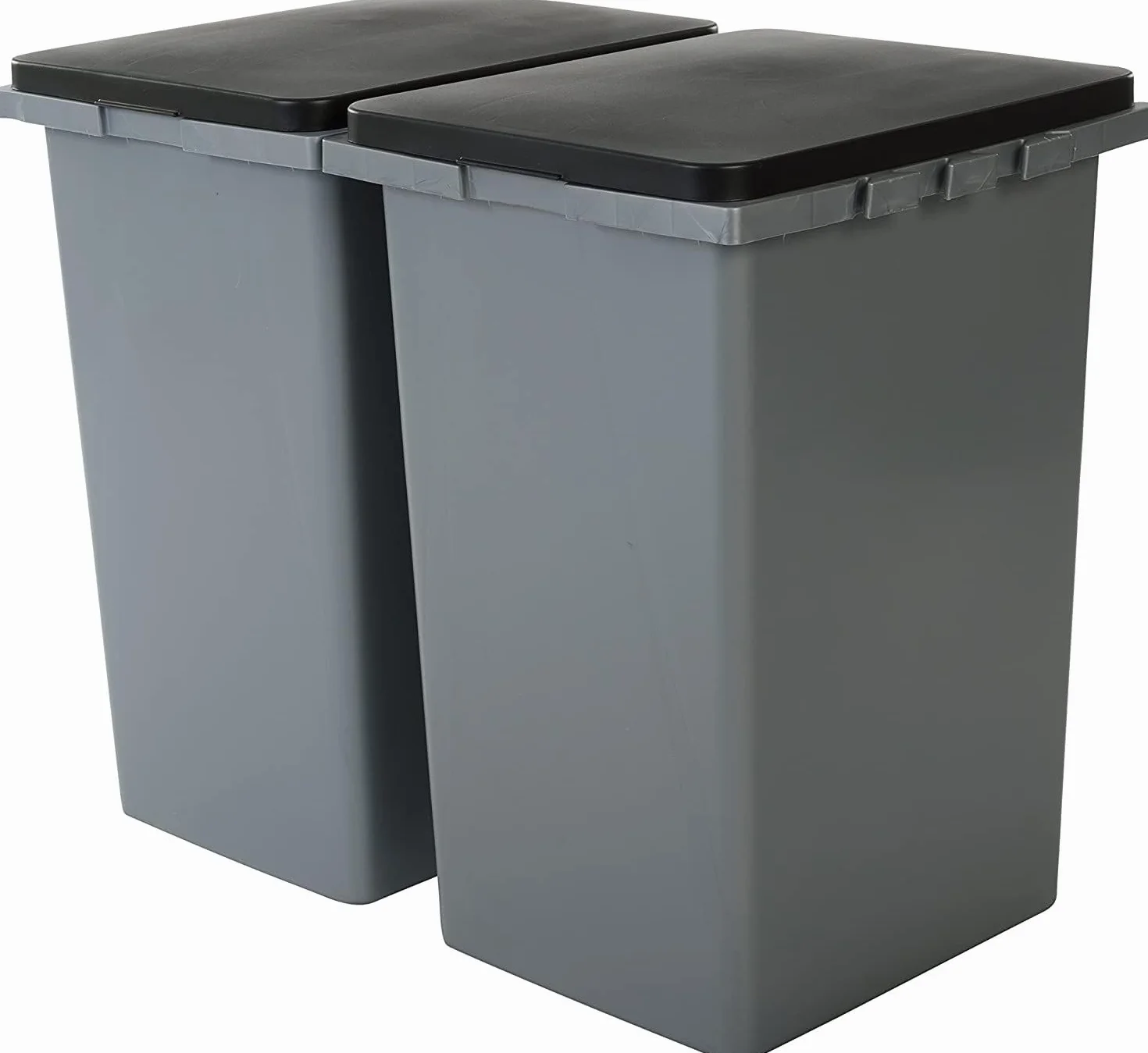 Iris Ohyama Poubelle rectangulaire plastique 45 L Lot de 2 Gris Empilable L34 x P38.5 x H55 cm