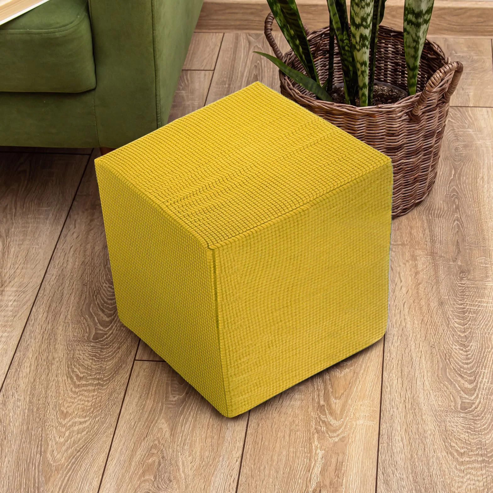 Sourcing Map Housse de pouf carré extensible lavable 45,7 x 45,7 x 45,7 cm Marron clair