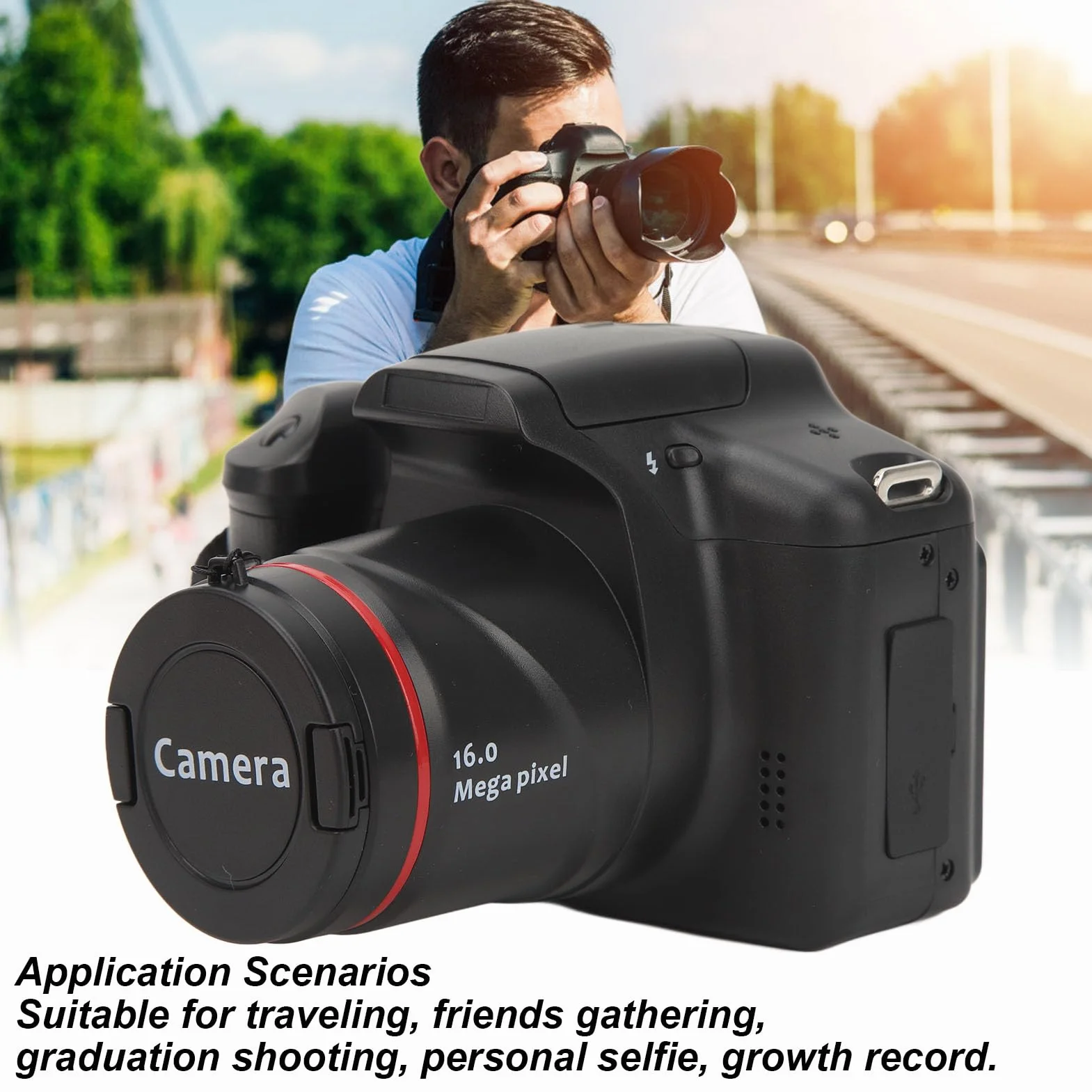 Lustrzanka Cyfrowa Rebel T7, 2,4-calowy Aparat 1080P z 16-krotnym Zoomem Cyfrowym do Podróży, spotkań, Selfie, Wszechstronne, Krystalicznie Czyste Filmy, Zestaw 2 Obiektywów z