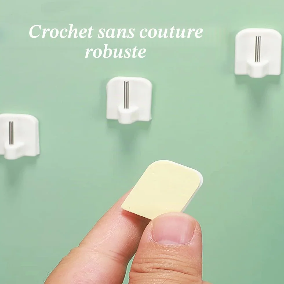 Crochets Autocollants 10 Pièces, Supports pour Tringles sans Percage pour Barres de Rideaux