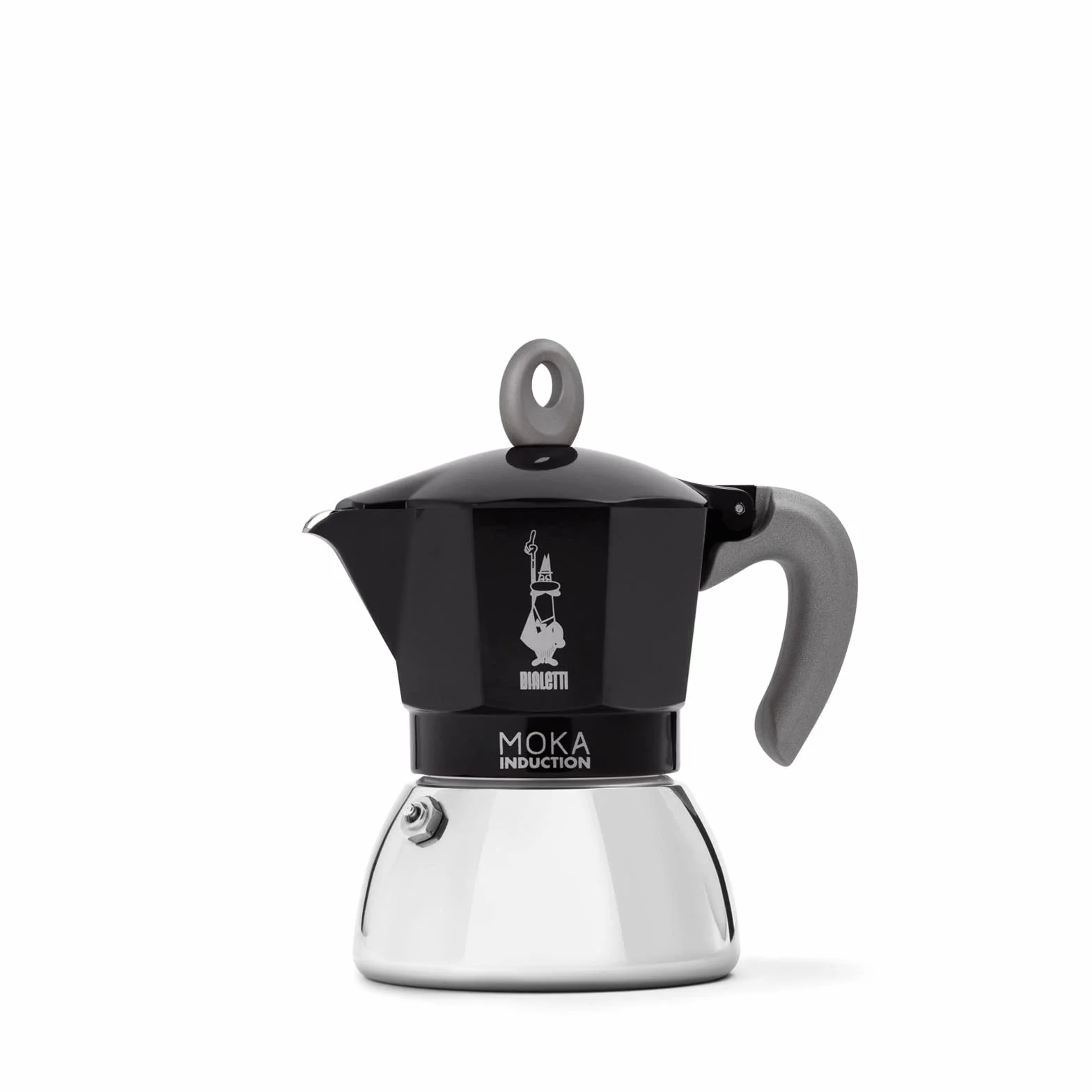 Bialetti - Moka Induction, Cafetière moka, Tous feux, 4 tasses d'espresso (150ml), Noir