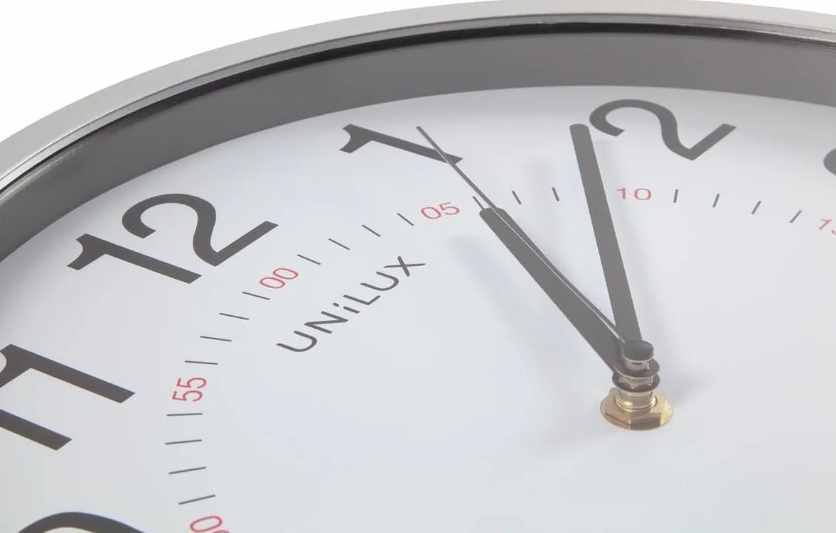 Unilux Aria Horloge Murale 30.5cm Systeme Quartz Double Affichage Métal Gris
