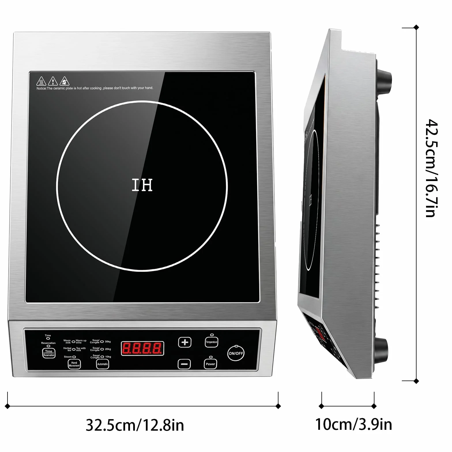 Plaque à Induction 3500W Portable, Plaque Induction Simple avec Commande Tactile, 10 Niveaux de Puissance et Température, Minuterie 4 Heures, Usage Professionnel