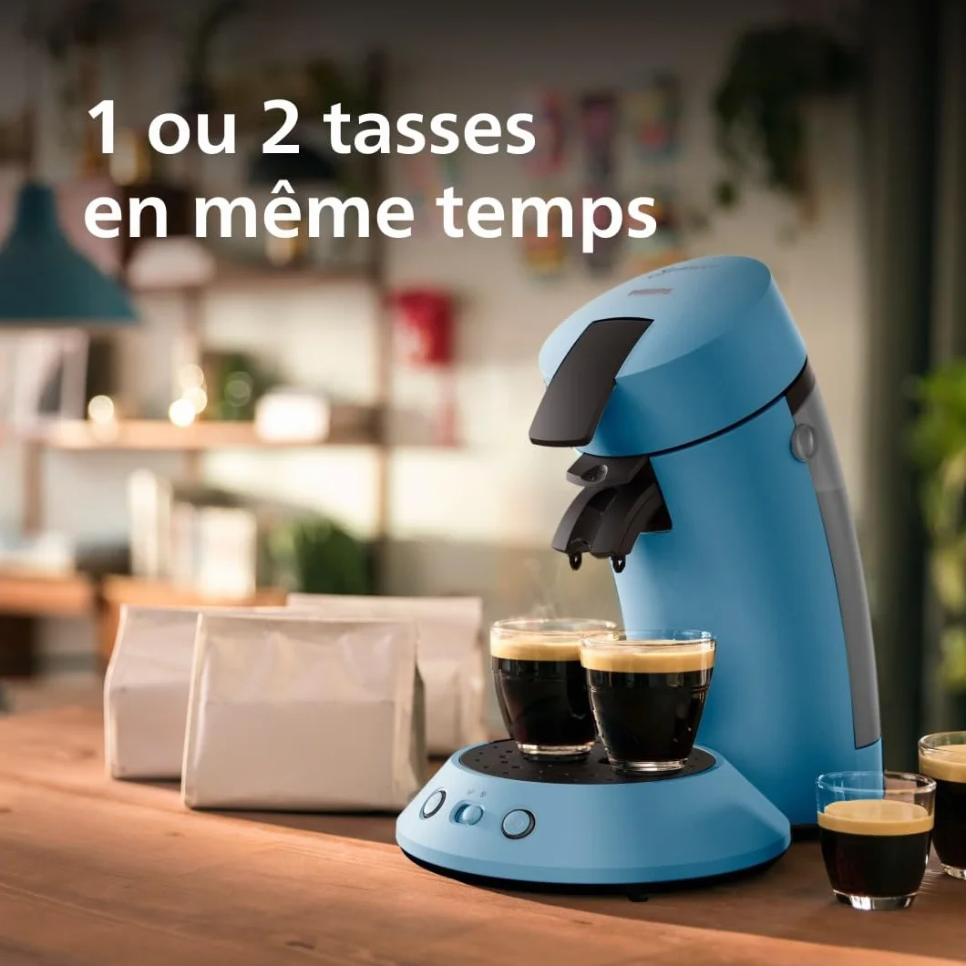 Philips Senseo Original Plus Machine à café à dosettes, Sélection intensité café, Technologie Coffee Boost, 2 tasses, Plastique recyclé, Bleu Paon