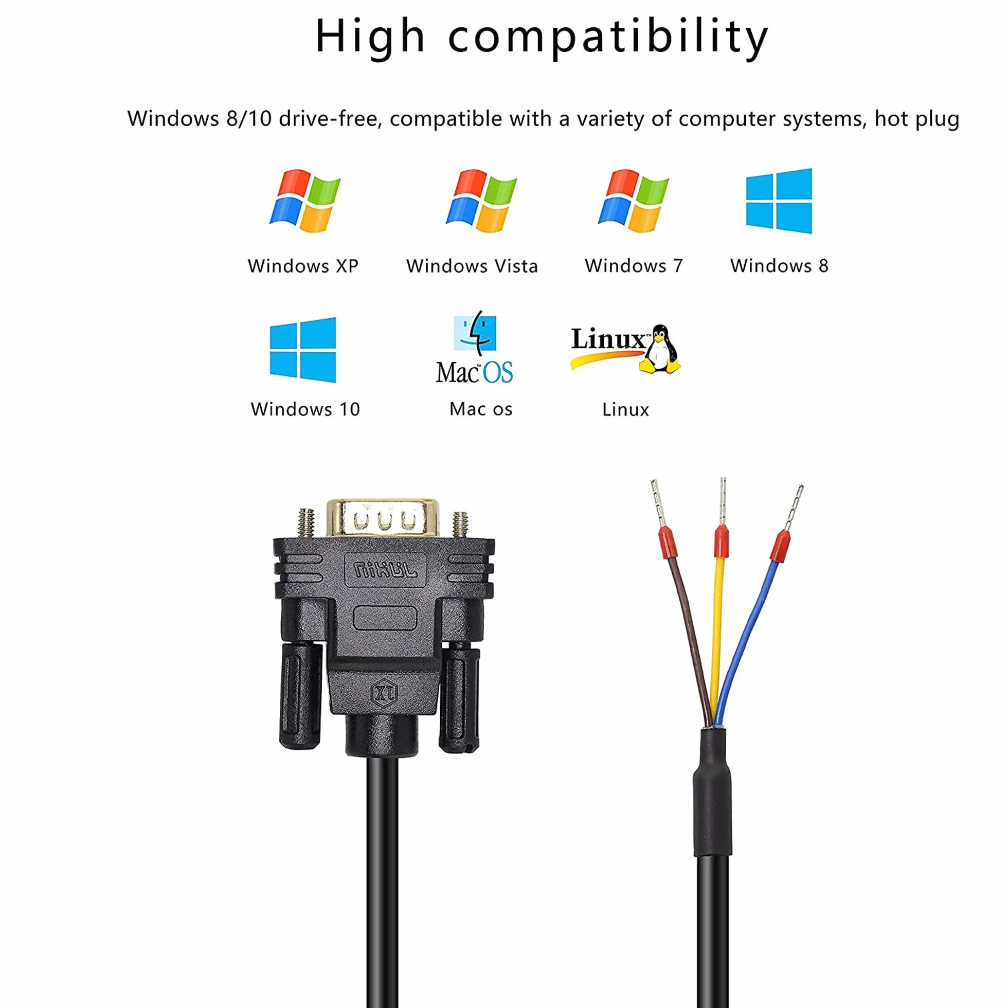 Złącze DB9 RS232 kabel portu szeregowego adaptery DB9 bez lutowania 9-pinowy port COM Breakout kabel zamienny zamówienie: 235 (męski)
