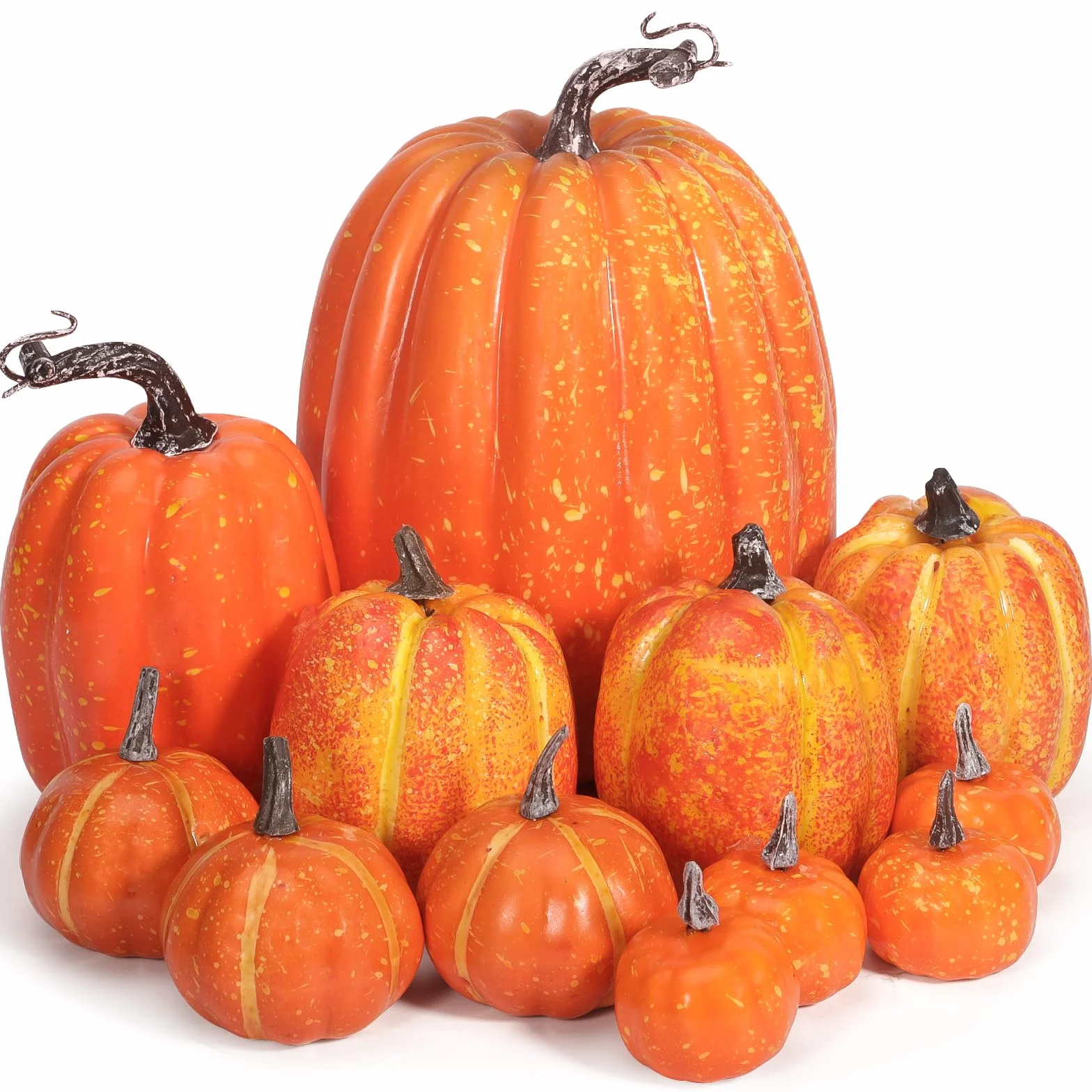 Citrouilles de Décoration Artificielles, 12 Pièces, Automne, Ensemble de 5 Tailles
