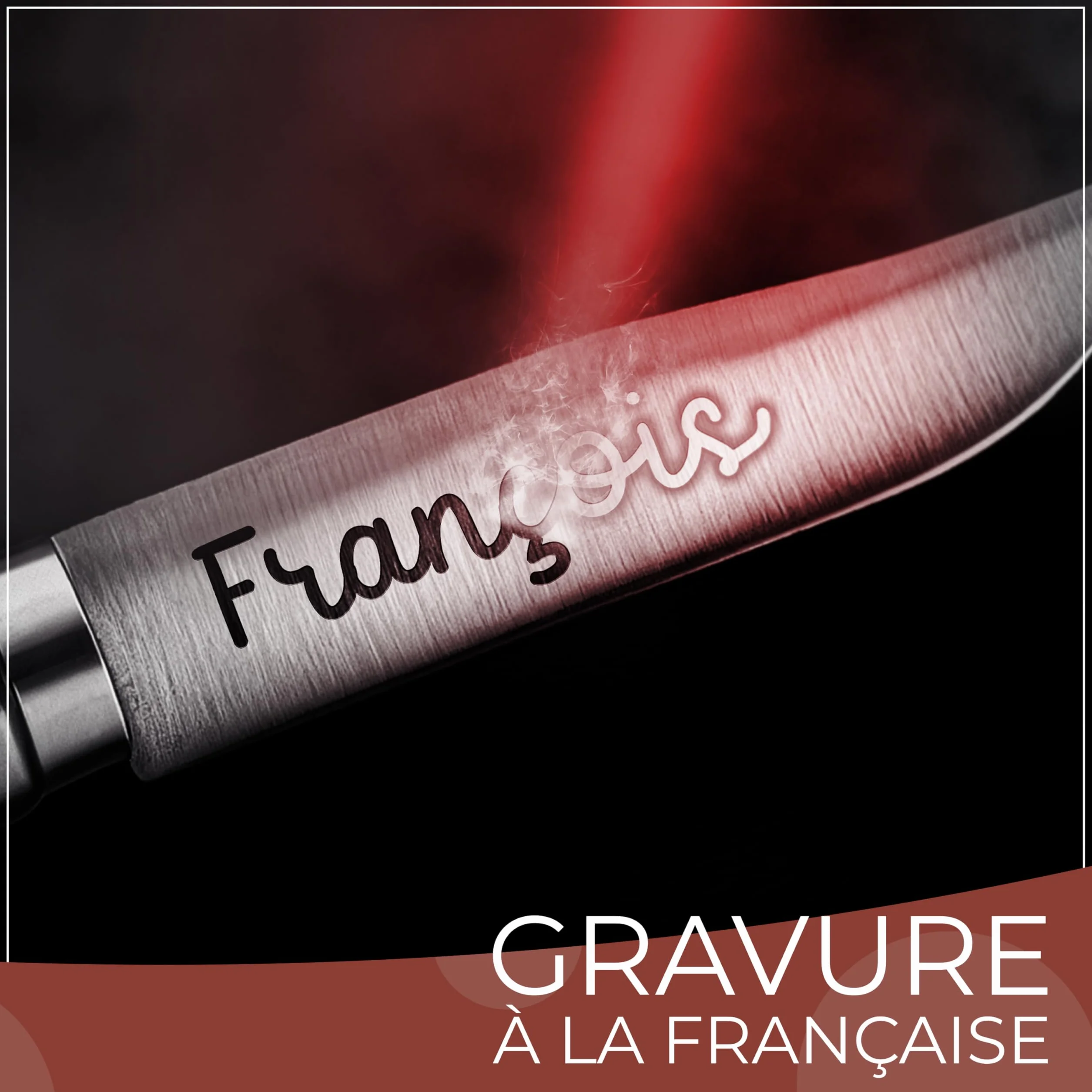 Opinel n°8 Couteau pliant personnalisé homme lame acier inoxydable gravé prénom date