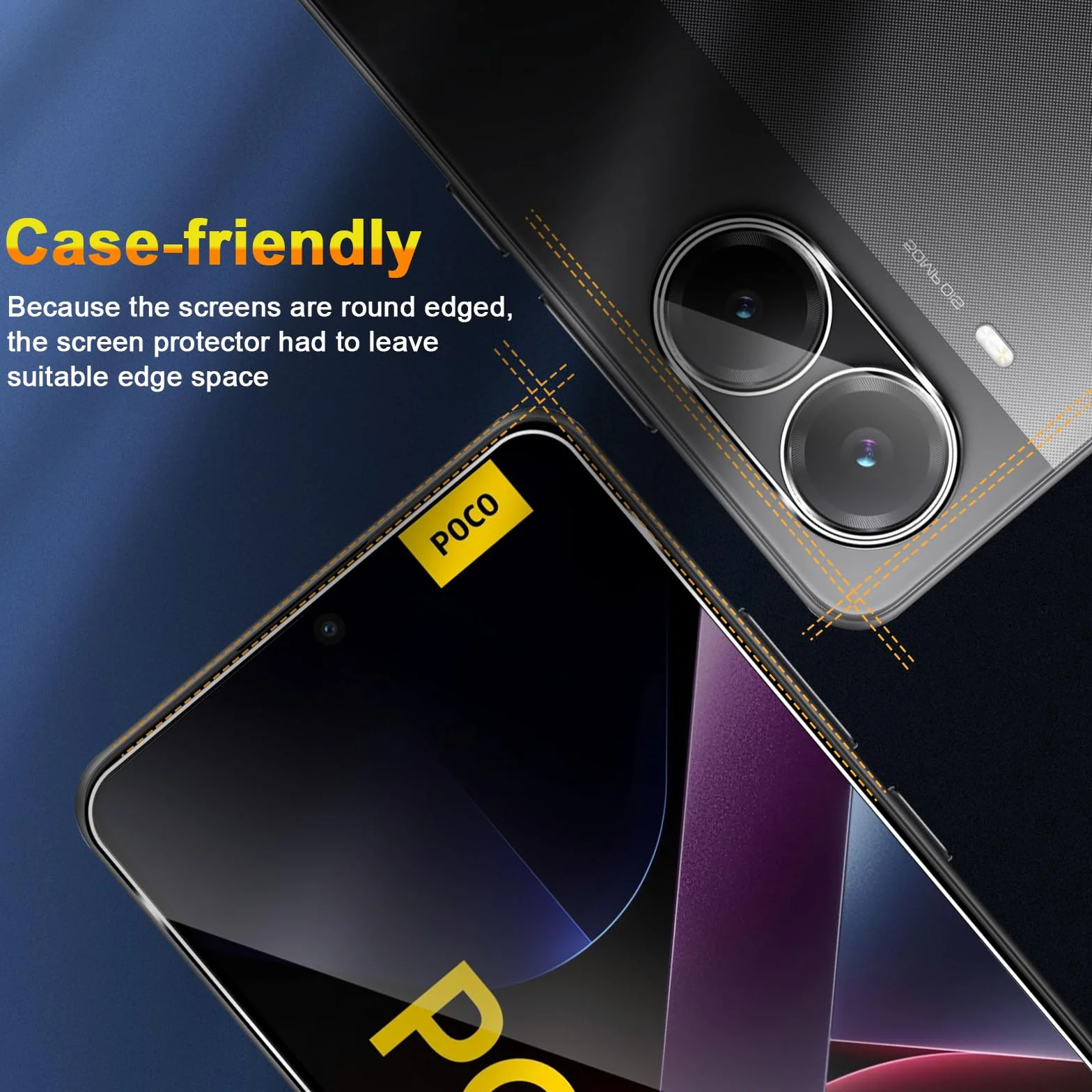 QULLOO Ochraniacz ekranu do Xiaomi Poco X7 Pro 5G, zestaw 3 ochraniaczy ekranu z 3 osłonami aparatu, szkło hartowane o twardości 9H, przezroczyste szkło ochronne HD, folia odporna na zarysowania
