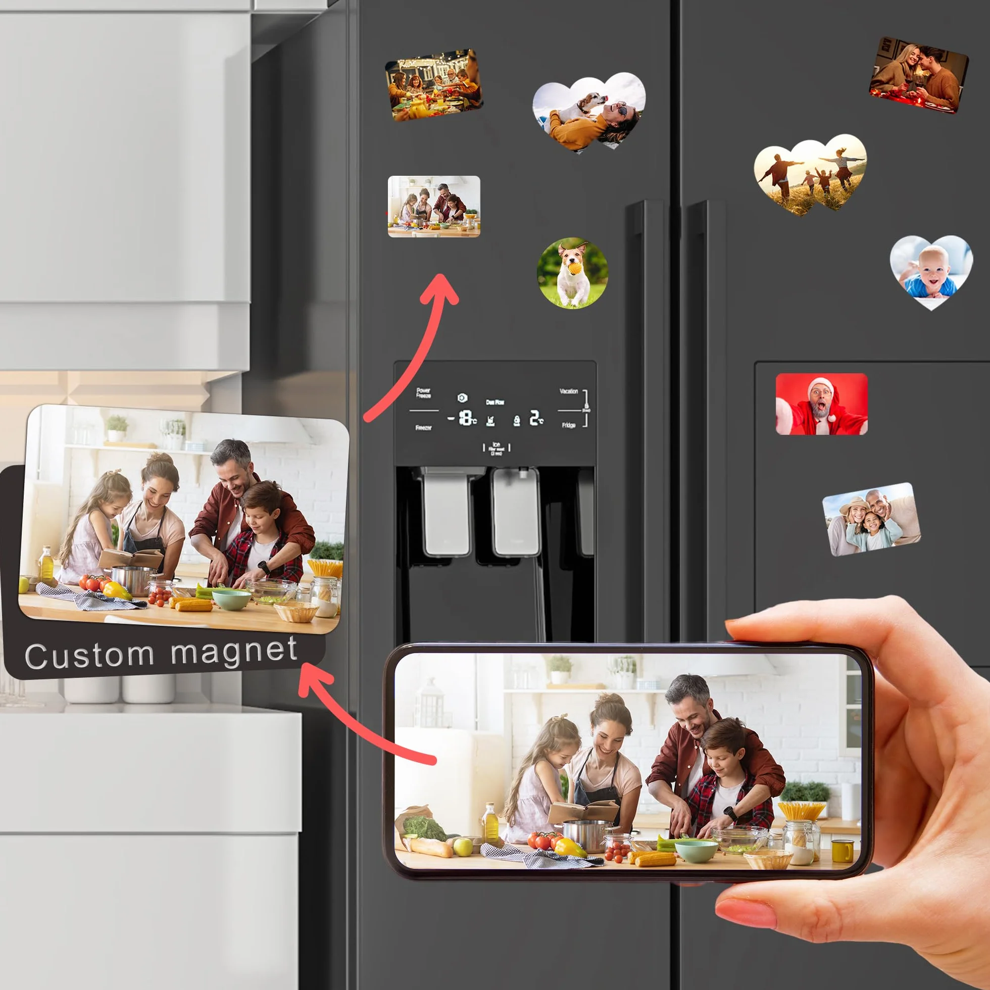 Aimant Personnalisé avec Photo, Magnet Réfrigérateur, Décoration Maison Bureau, Rectangle