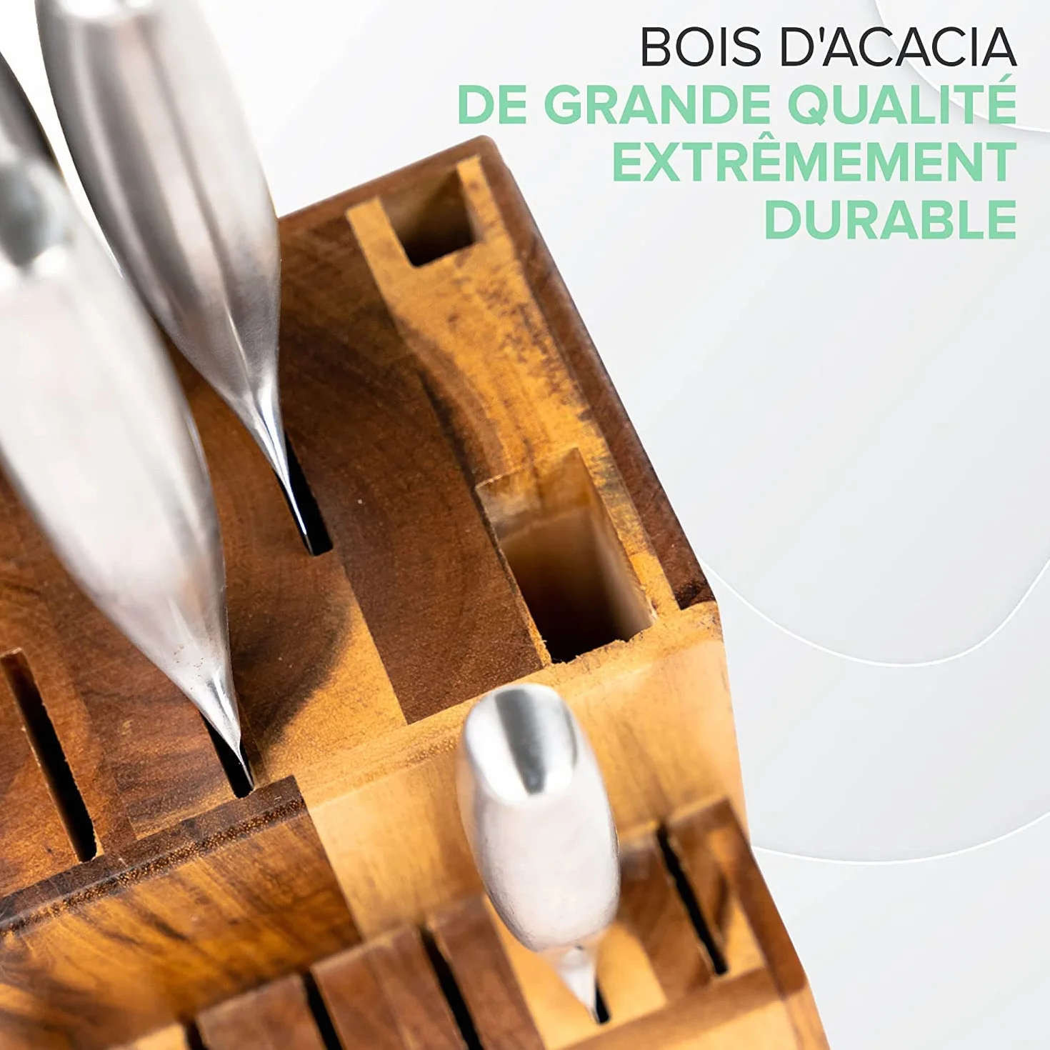Coninx Bloc Couteaux de Cuisine en bois d'Acacia pour 15 Couteaux