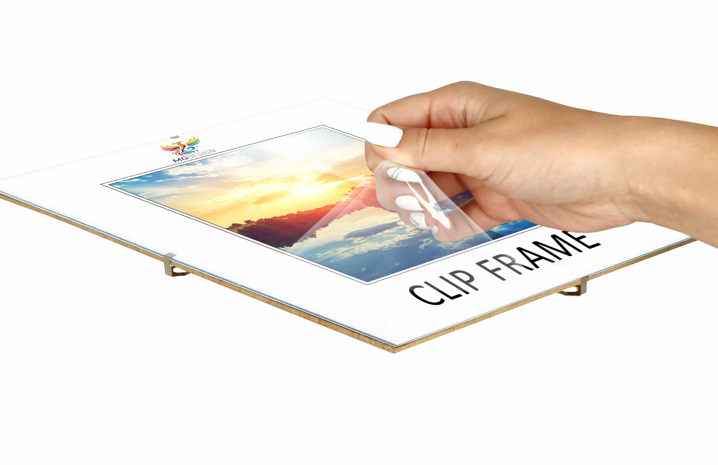 Cadre à clips en plexiglas 20 x 50 cm MG Design – pour photos posters puzzles suspension verticale horizontale