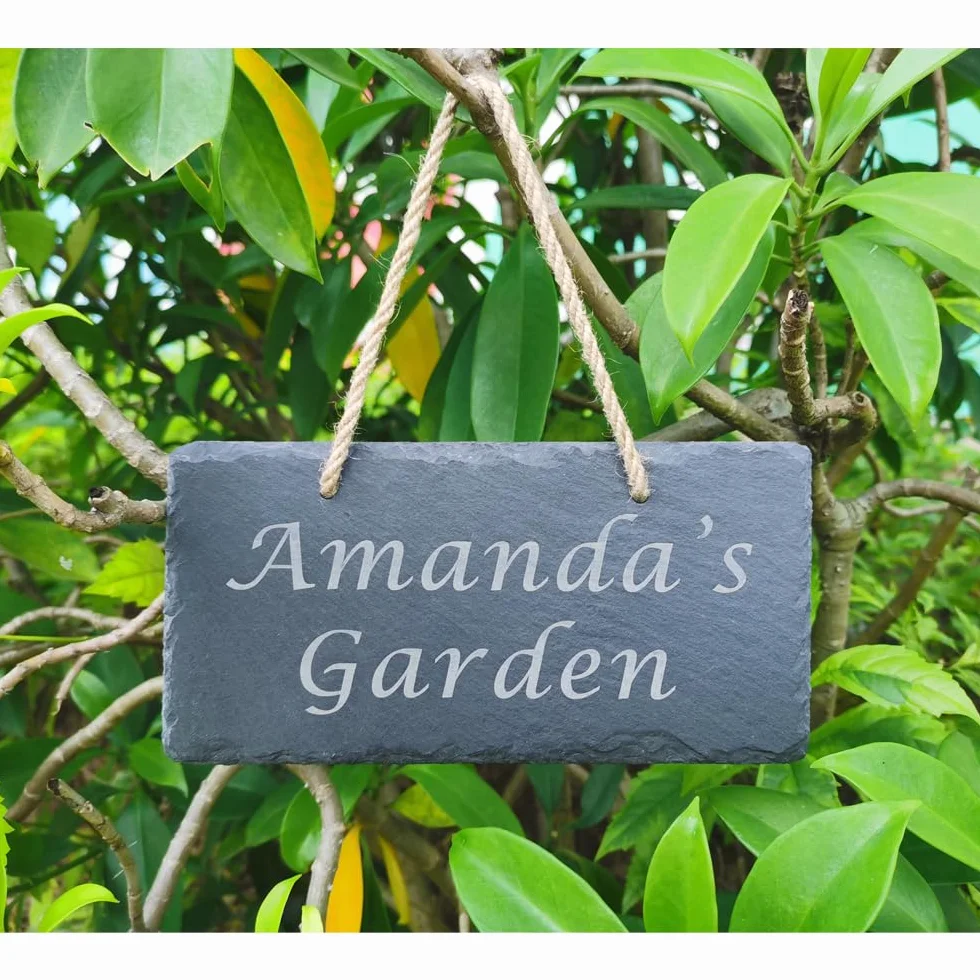 Plaque en ardoise personnalisée gravée, signe maison jardin décoration