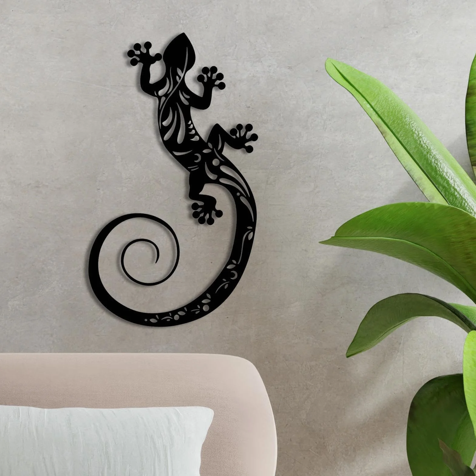 Sharplace Décoration Murale Métal Lézard, Sculpture Salamandre Exterieur pour Patio Jardin