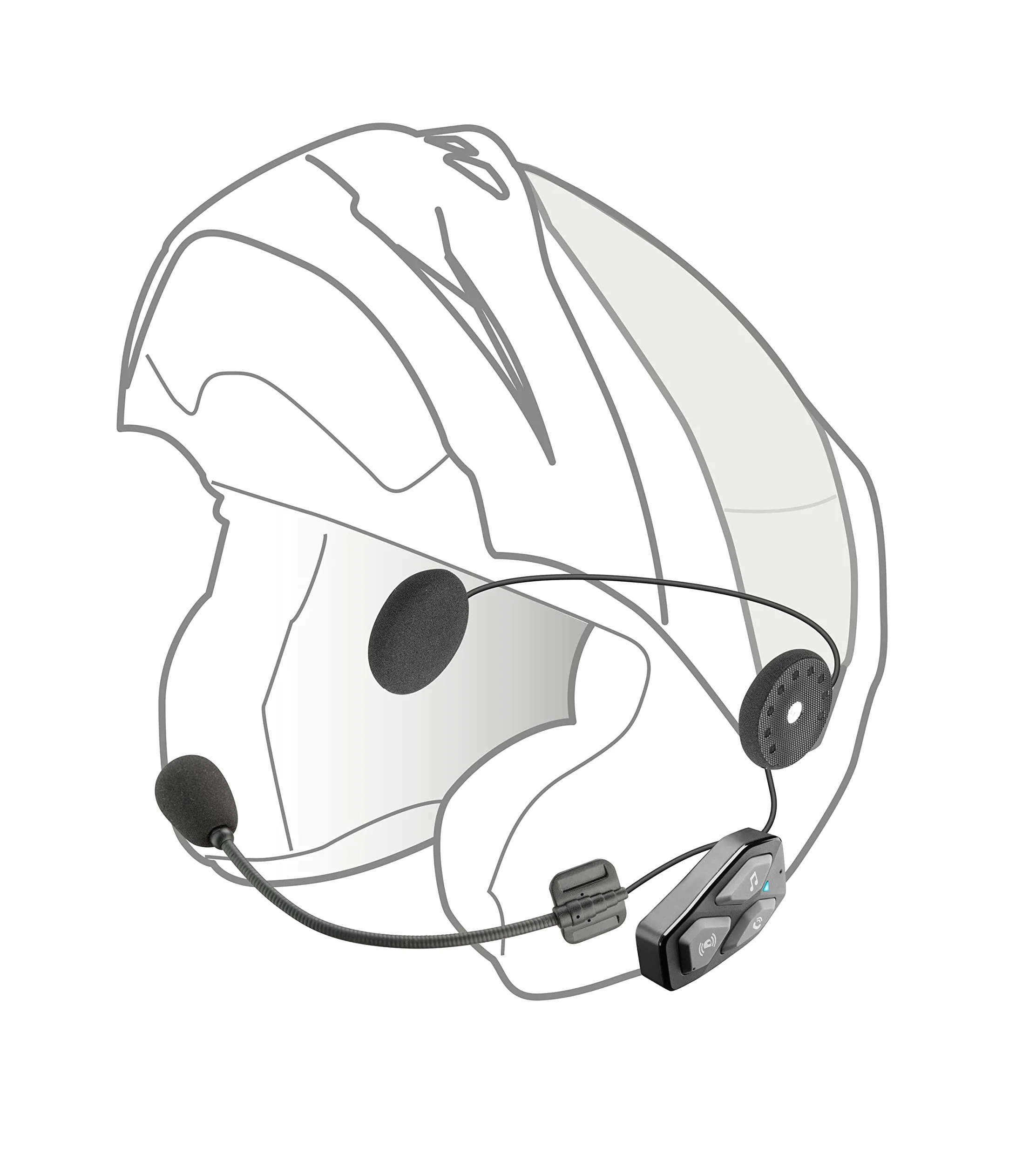 INTERPHONE Com3 | pojedynczy | Bluetooth 5.1 interkom motocyklowy Bluetooth 5.1 kask motocyklowy, słuchawki 32 mm, zastosowanie motocyklowe, odległość 500 m, autonomia 10 godzin, muzyka, GPS