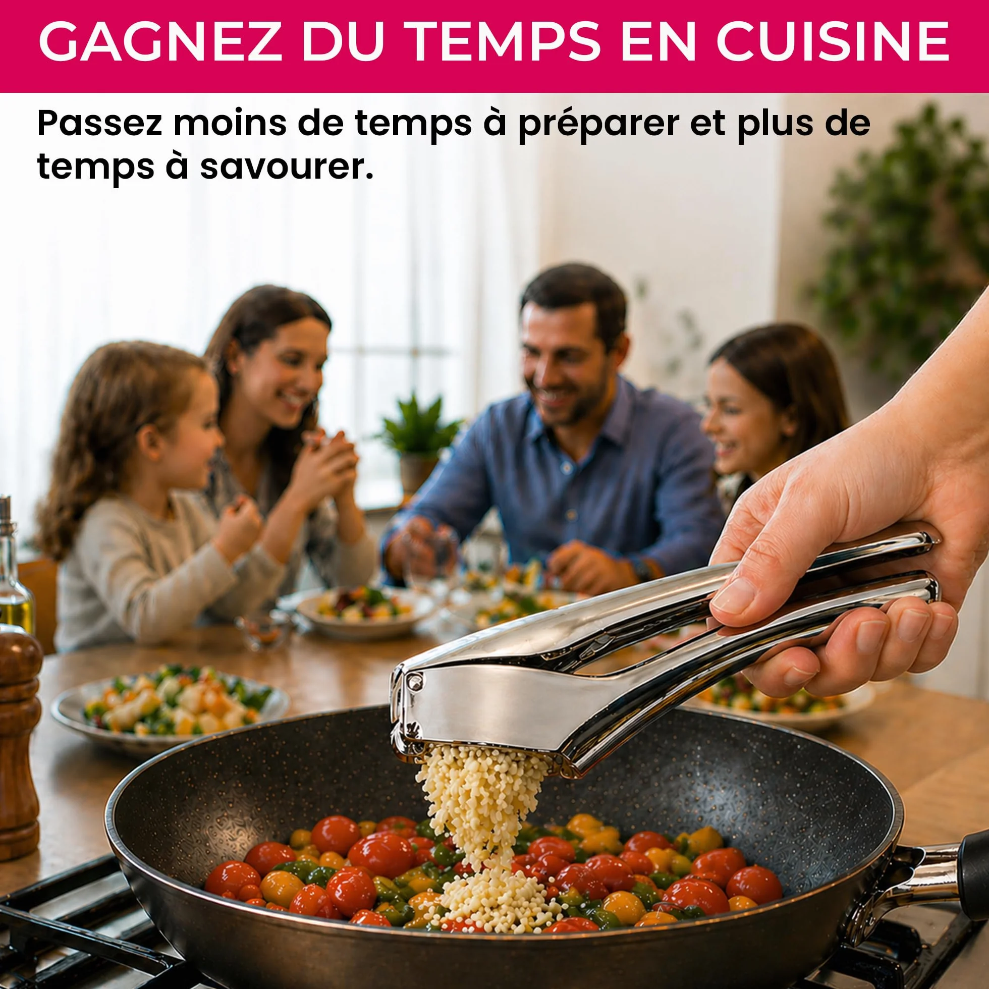 Presse Ail Professionnel - Hachoir Manuel & Écrase Ail - Garlic Press Crusher - Coupe Râpe - Ustensiles Cuisine