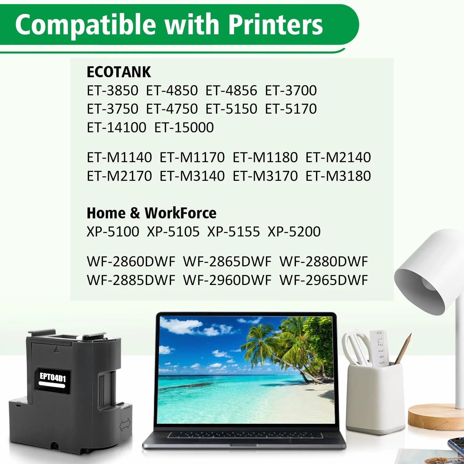 T04D1 04D1 Boîte d'entretien d'encre Compatible pour Epson XP 5100 5105 5150 Workforce WF 2860 2865 ET-M2750 ET-4750 ET-M2140 ET-M3140 ET-M3170 ET-M3180 ET-M1180