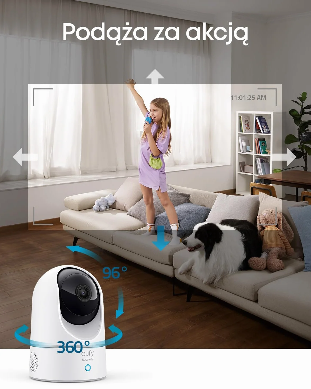Solo IndoorCam E220 (P24) eufy Security, kamera 2K obrót i pochylenie, kamera bezpieczeństwa domowego, wewnętrzna kamera Wi-Fi na wtyczkę, AI człowieka i zwierzęcia, asystentem głosowym(odnowiona)