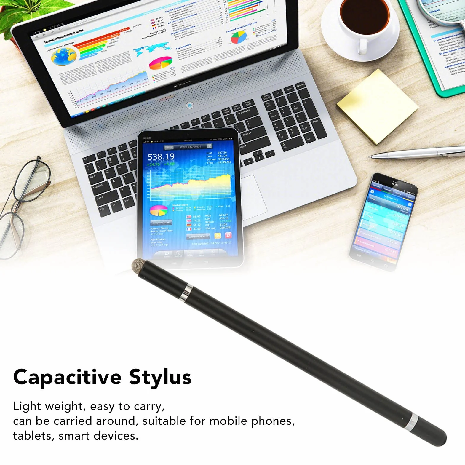 Rysiki, 3 w 1, Uniwersalny Rysik Fine Point do Telefonów Komórkowych Typu Tablet, Uniwersalny Rysik do Ekranu Dotykowego o Wysokiej Czułości z 2 Końcówkami z Włókna, do Pisania(Czarny)