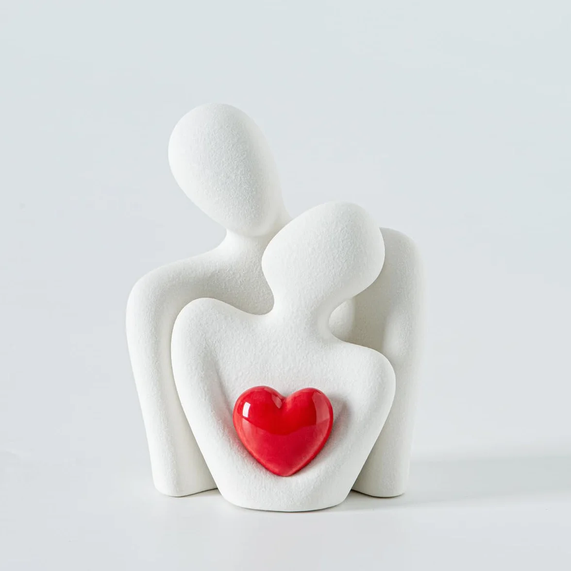 Statue Couple Abstraite Mini Sculpture Rouge Décoration Salon Maison Cadeau Saint-Valentin Anniversaire