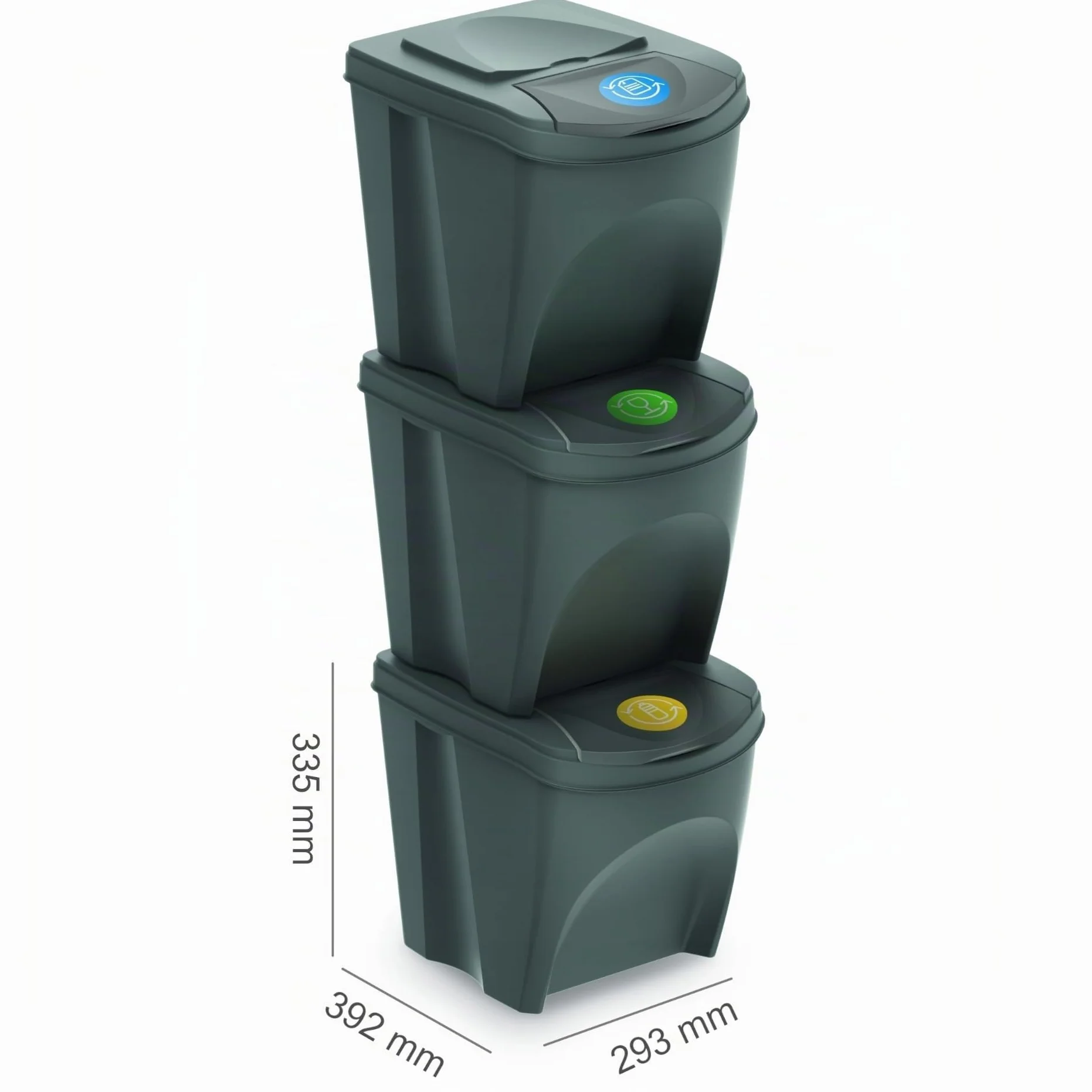 Bacs de recyclage 75 L gris lot de 3
