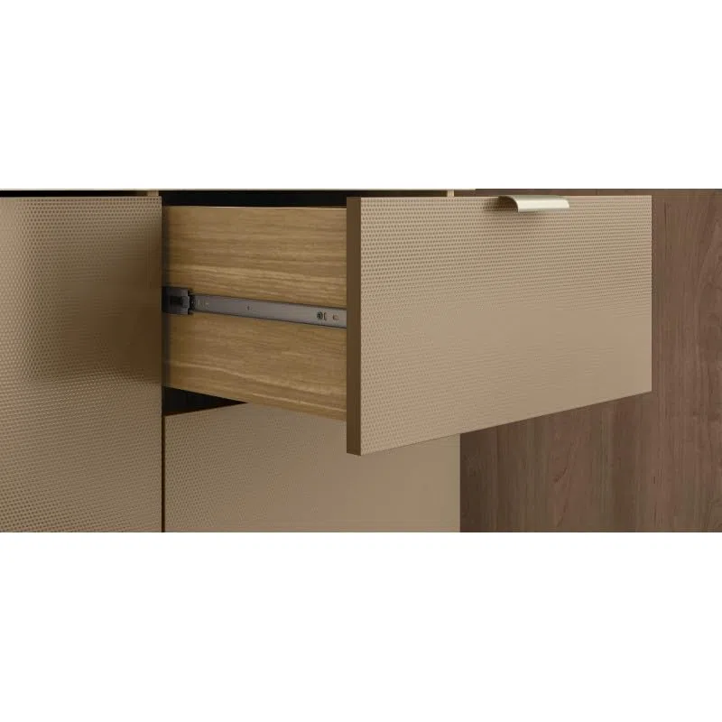 ACTUAL DIFFUSION Buffet 8 Portes 1 Tiroir 18 Niches Chêne et Gris Taupe L 161 H 200 P 38.8 cm