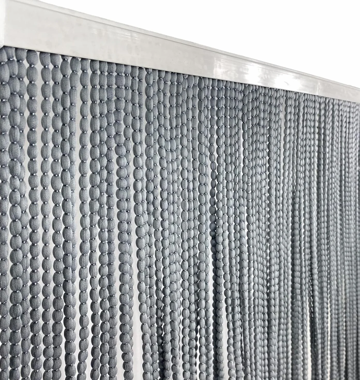 Mariel Rideau de Porte à Fils Polyester Doux Barre PVC Silencieux Recoupable Gris 100x220 cm