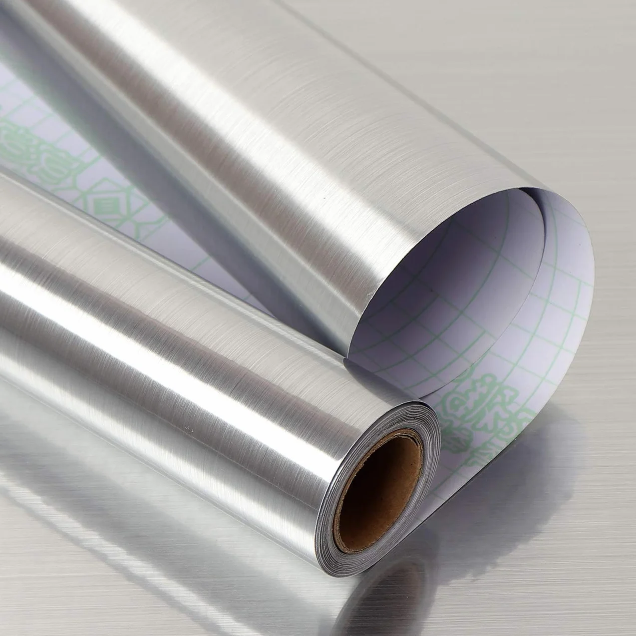 Papier Peint en Acier Inoxydable Effet Nickel Brossé Revêtement Plan de Travail Adhésif Résistant à L'huile 40CM*2M