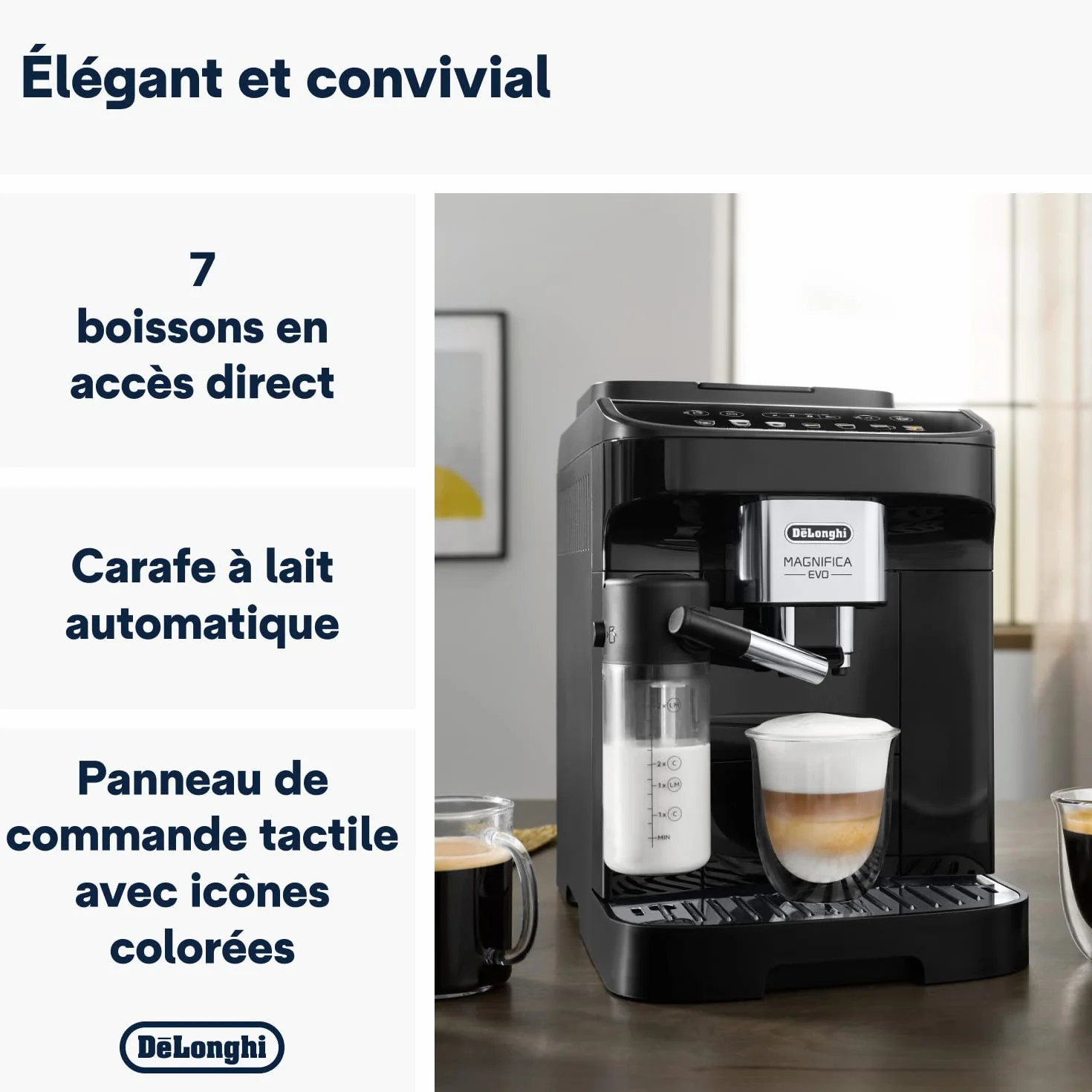 De'Longhi Magnifica Evo, Machine à Café et Cappucino avec Broyeur à Grains, ECAM292.81.B, Noir