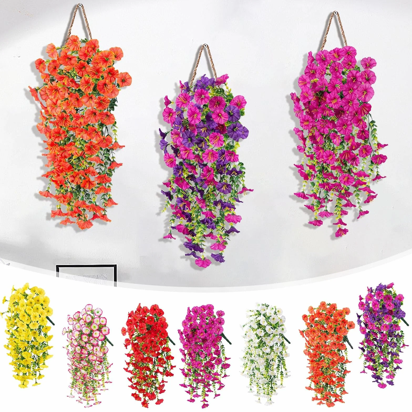 Fleurs artificielles d'extérieur 75 cm suspendues résistantes aux UV