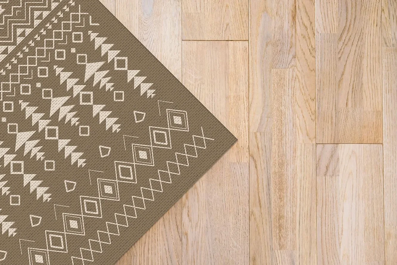 Panorama Tapis Vinyle - Modèle Balinais Marrom 40x80 cm - Différentes Tailles - Deco Maison, Cuisine, Chambre et Exterieur